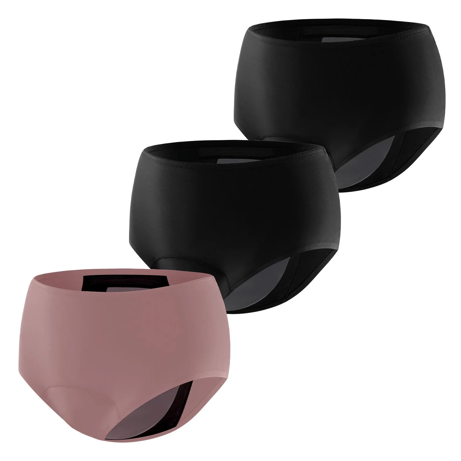 Carer Pack de 3 Braguitas de Incontinencia para Mujer, Ropa Interior Menstrual Flujo Abundante Reutilizable con Almohadilla de 150 ml para Incontinencia Moderada y Uso Nocturno Menstruación