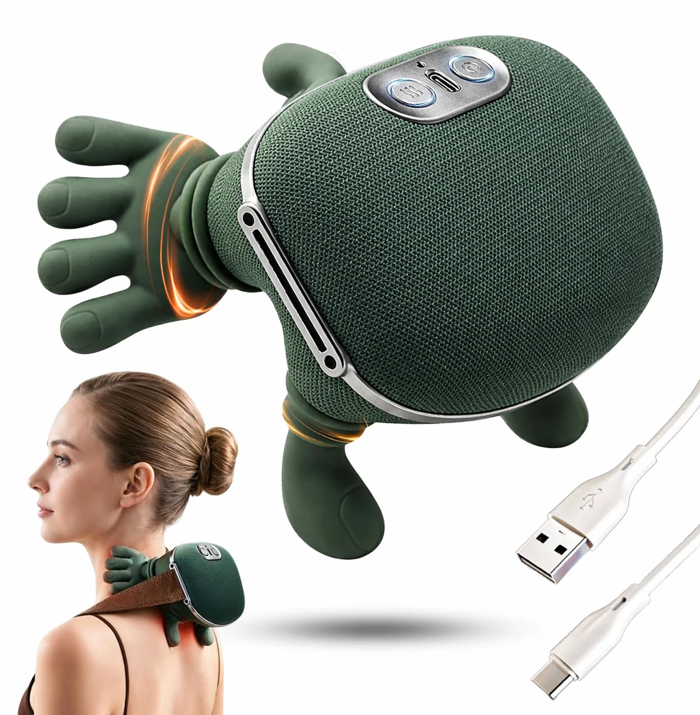 BeFit24 Masajeador Cervical 4D con Calor, Inalámbrico, Masajeador de Cuello, Hombros y Espalda, Alivio Rápido del Dolor y Contracturas, Relajación Profunda en Casa y Oficina, Ideal como Regalo