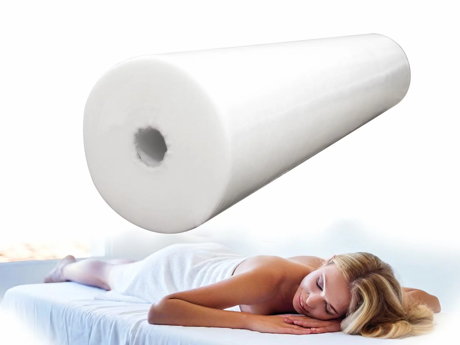 WELLCORE - Sábanas Desechables en Rollo | Precorte de 192 x 80 cm | Papel de Camilla Eco 31g/m2 | 59m de Largo | 80 cm de Ancho | Gramaje 18g, Blanco