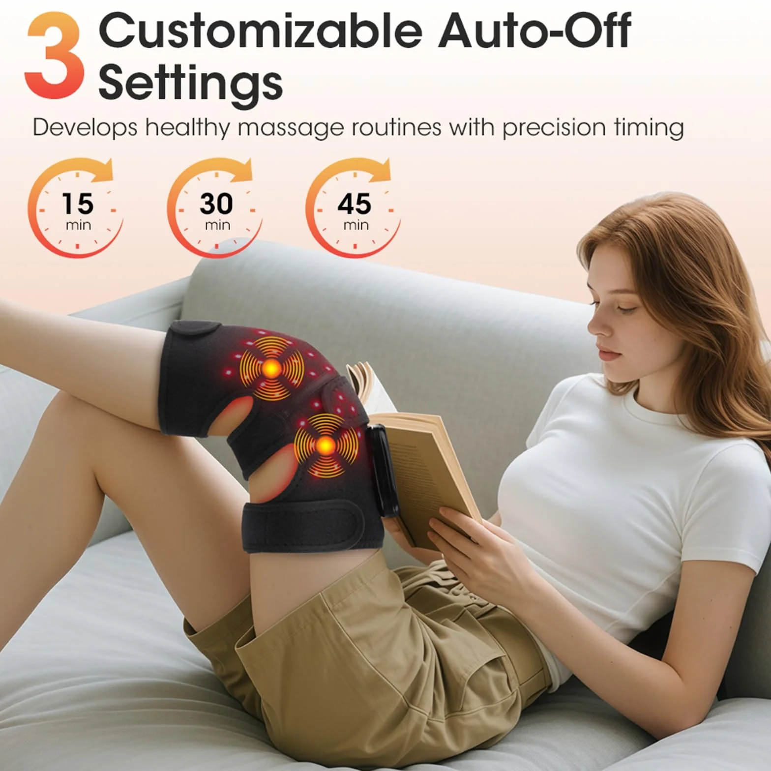 BestYiJo Masajeador de rodilla con 4 zonas de vibración, control inalámbrico recargable