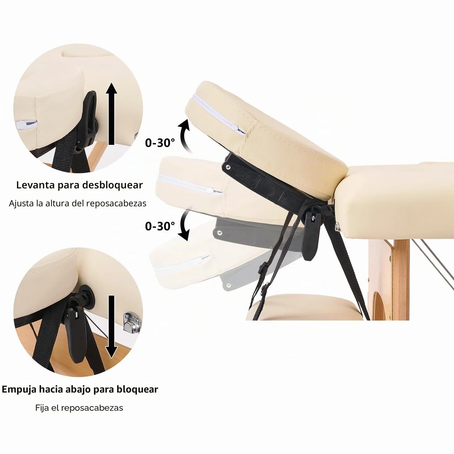 YOUNIKE Camilla de Masaje Plegable Portátil 2 Zonas Ajustable Altura Beige