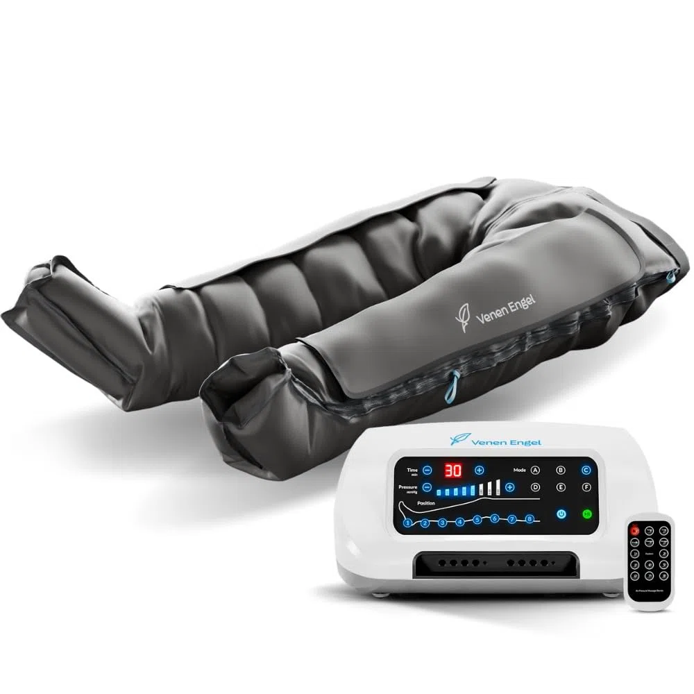 Venen Engel 8 Medical con Pantalones Lymph-Flow, 8 cámaras, 6 programas, certificado médico – masajeador de piernas tipo botas de recuperación, ideal para drenaje linfático manual