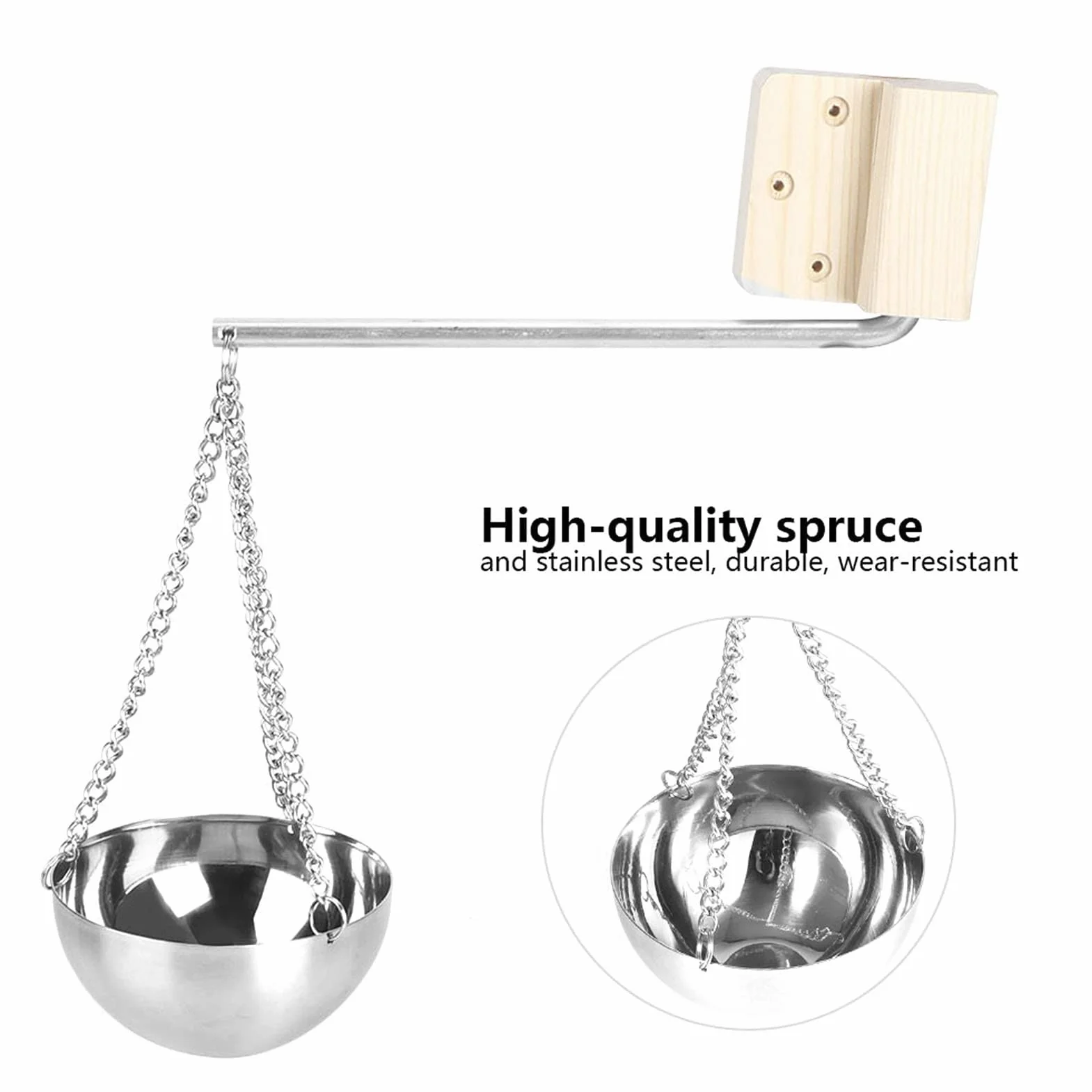 Tazón de Aroma para Sauna, Tazón de Acero Inoxidable para Aceite Esencial SPA con Placa de Madera y Tornillos, Taza para Aceite de Aromaterapia Apto para Sauna (Pequeño)