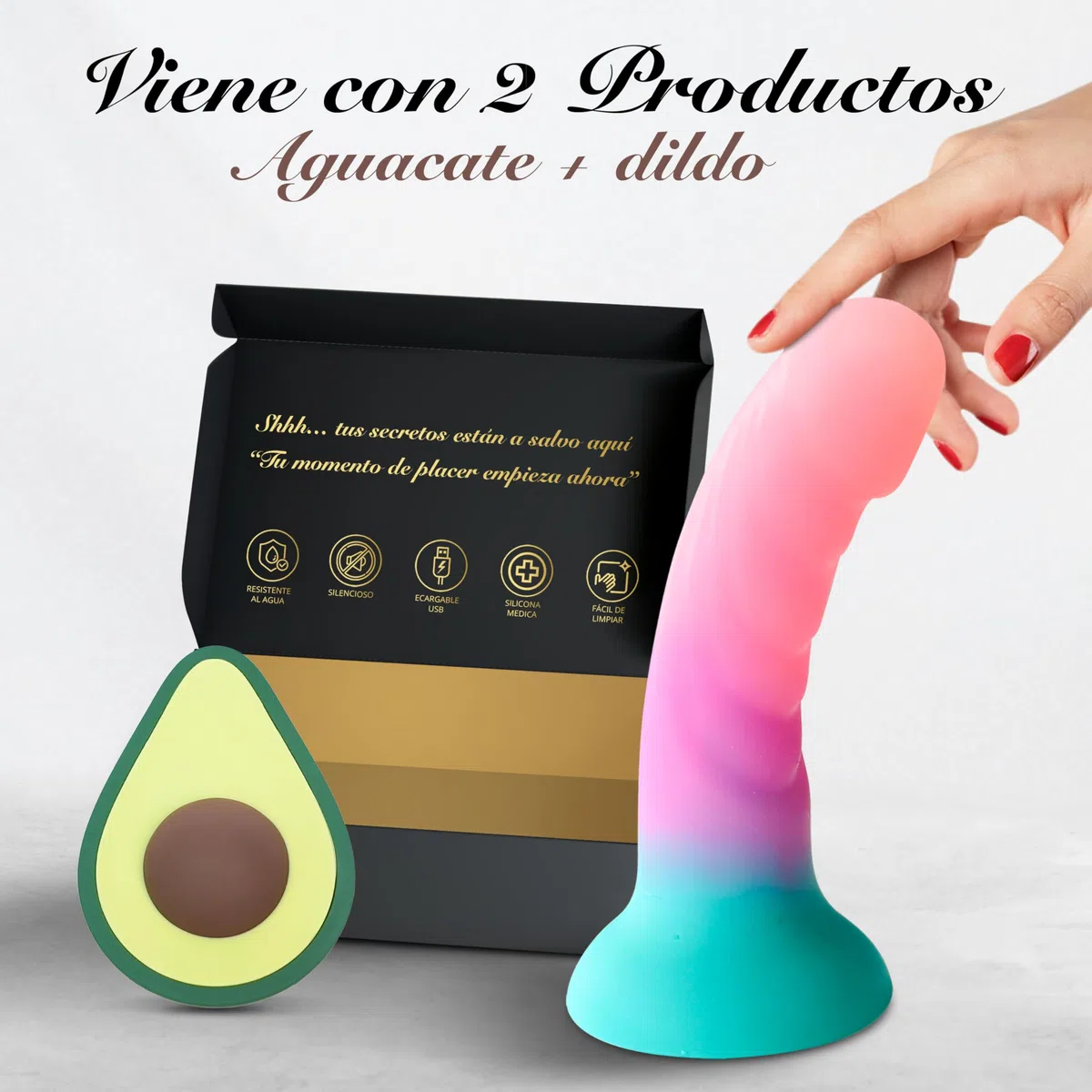 JERRYSHOP Kit Juguetes Eróticos para Parejas Sexuales, Vibrador, Consolador | JERRY-SHOP Kit Juguetes Sexo Mujer con Vibrador y Consolador Con Ventosa. Diseño Premium, Elegante, Discreto y Versátil.