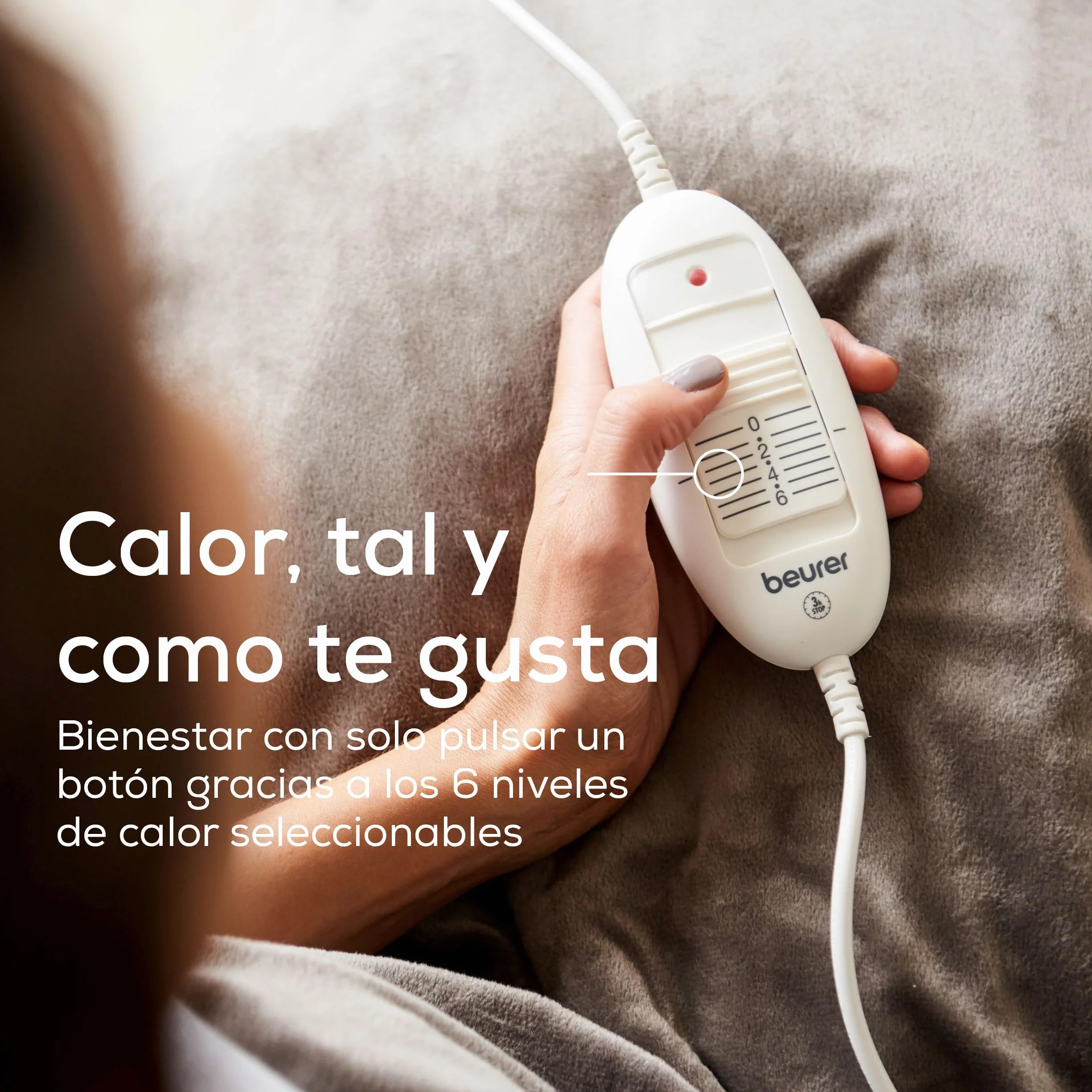 Beurer HD 75 Manta eléctrica, acogedora manta térmica con 6 ajustes de temperatura, sistema de seguridad y desconexión automática, lavable a máquina, color topo, 180 x 130 cm