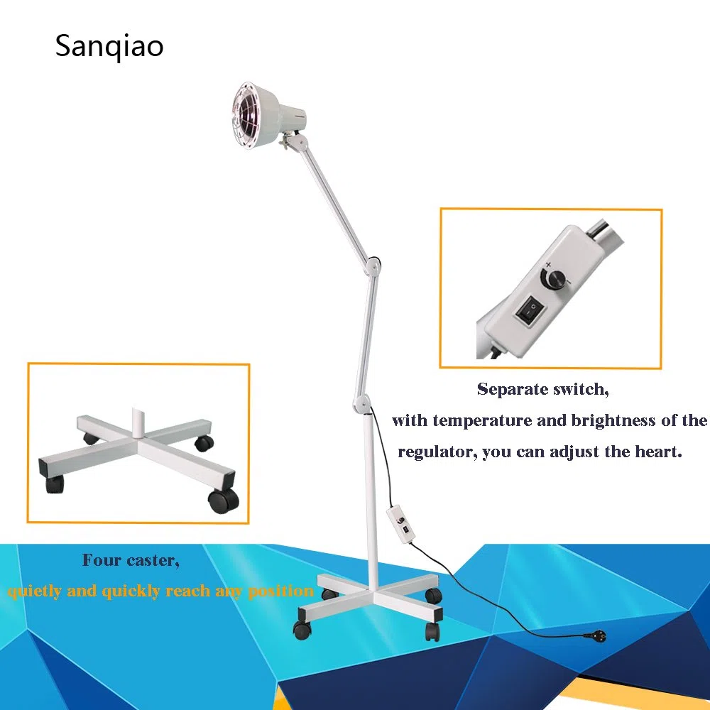 275W Lámpara Flexible Infrarroja para Termoterapia en Pie con Ruedas, Alivio para Dolores Musculares