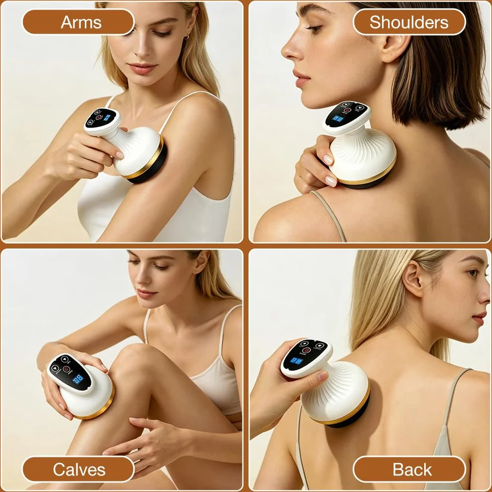 Vacuvia Masajeador Anticelulitico 4 en 1 con Calor, 9 Modos Vacum Maquina Celulitis para Abdomen, Cintura y Brazos