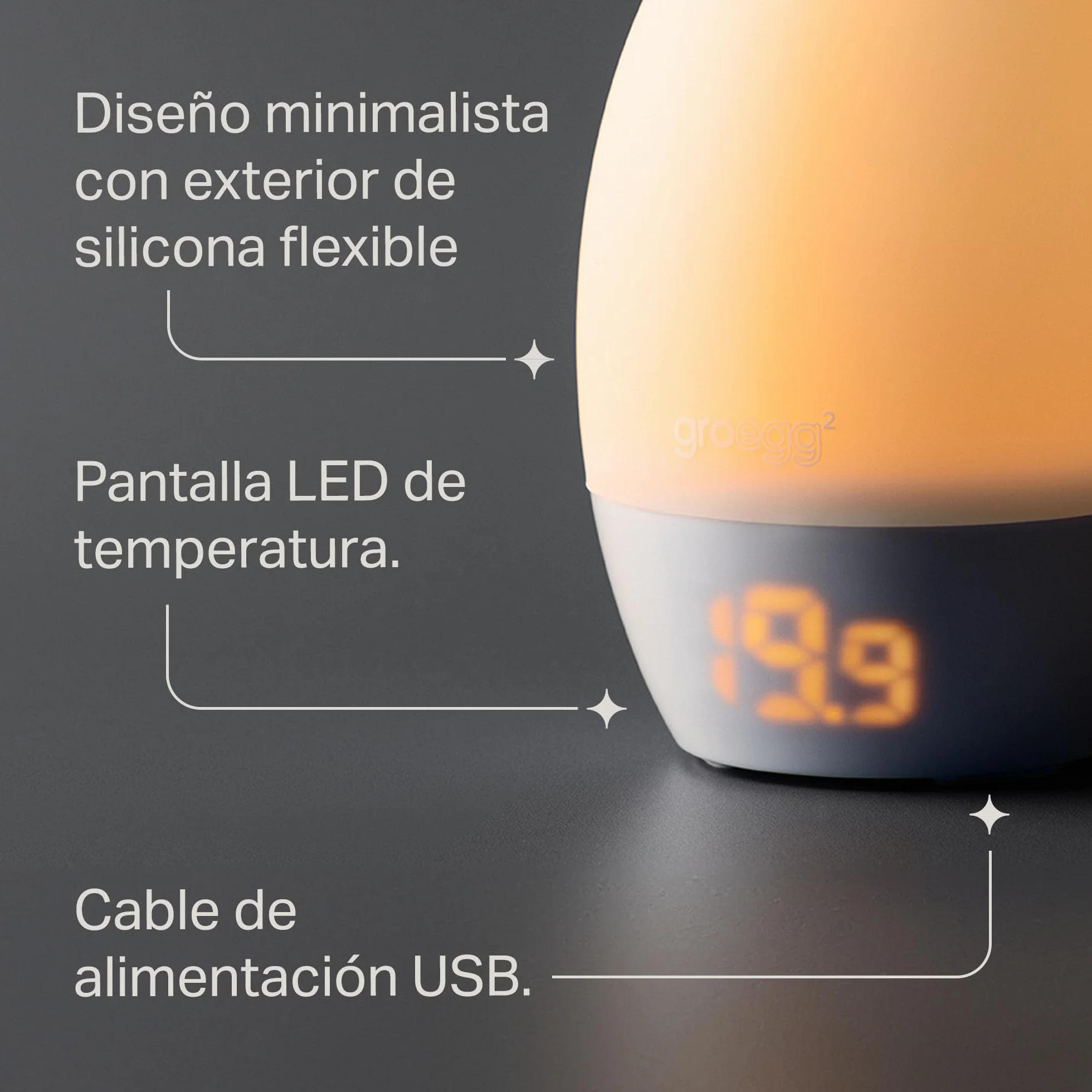 Tommee Tippee GroEgg2 Termómetro digital ambiental con luz nocturna USB