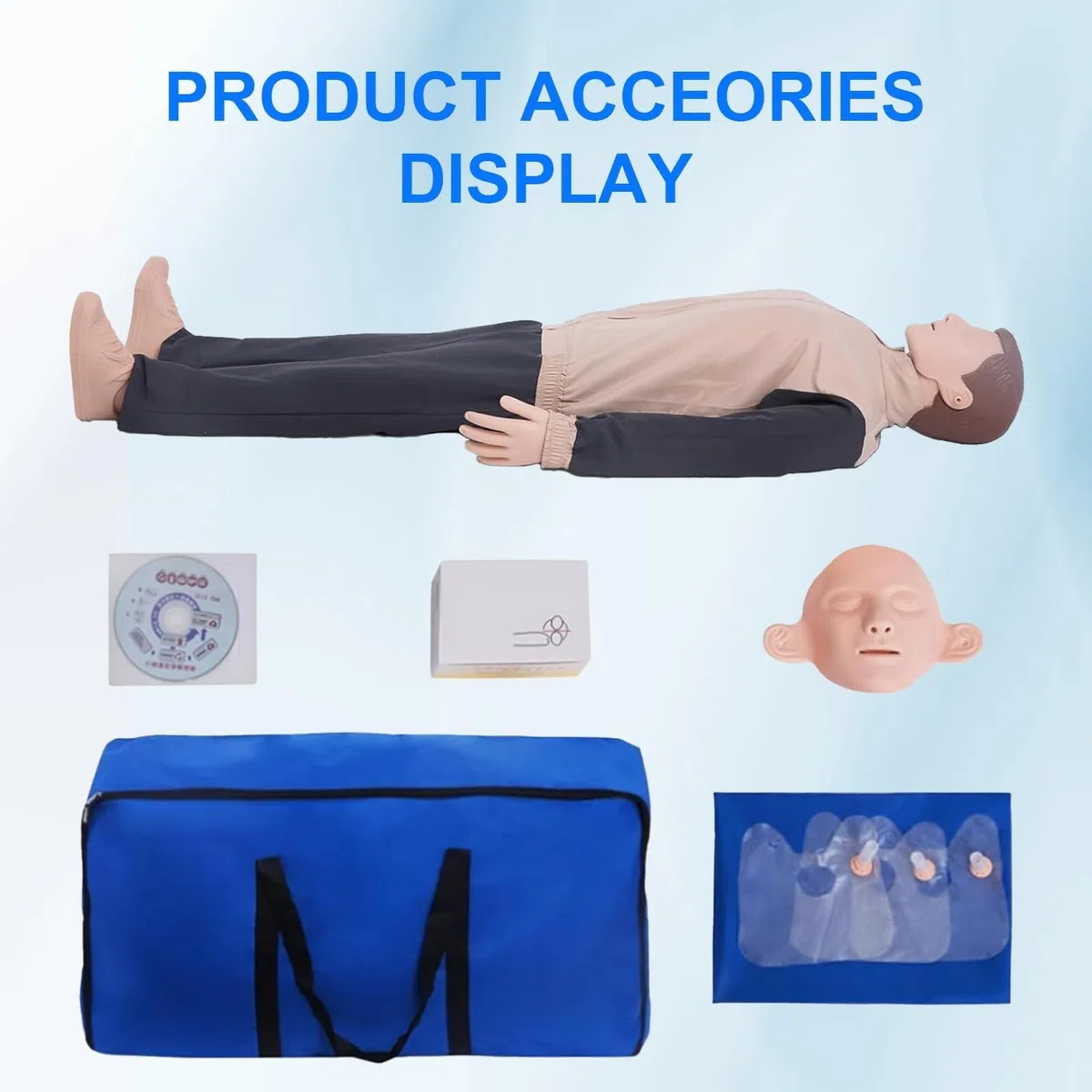 Kit de entrenamiento de RCP con maniquíes, maniquíes profesionales de RCP para adultos con piel mediana, accesorios médicos MCR, kit de entrenamiento de RCP para aulas o centros de investigación.