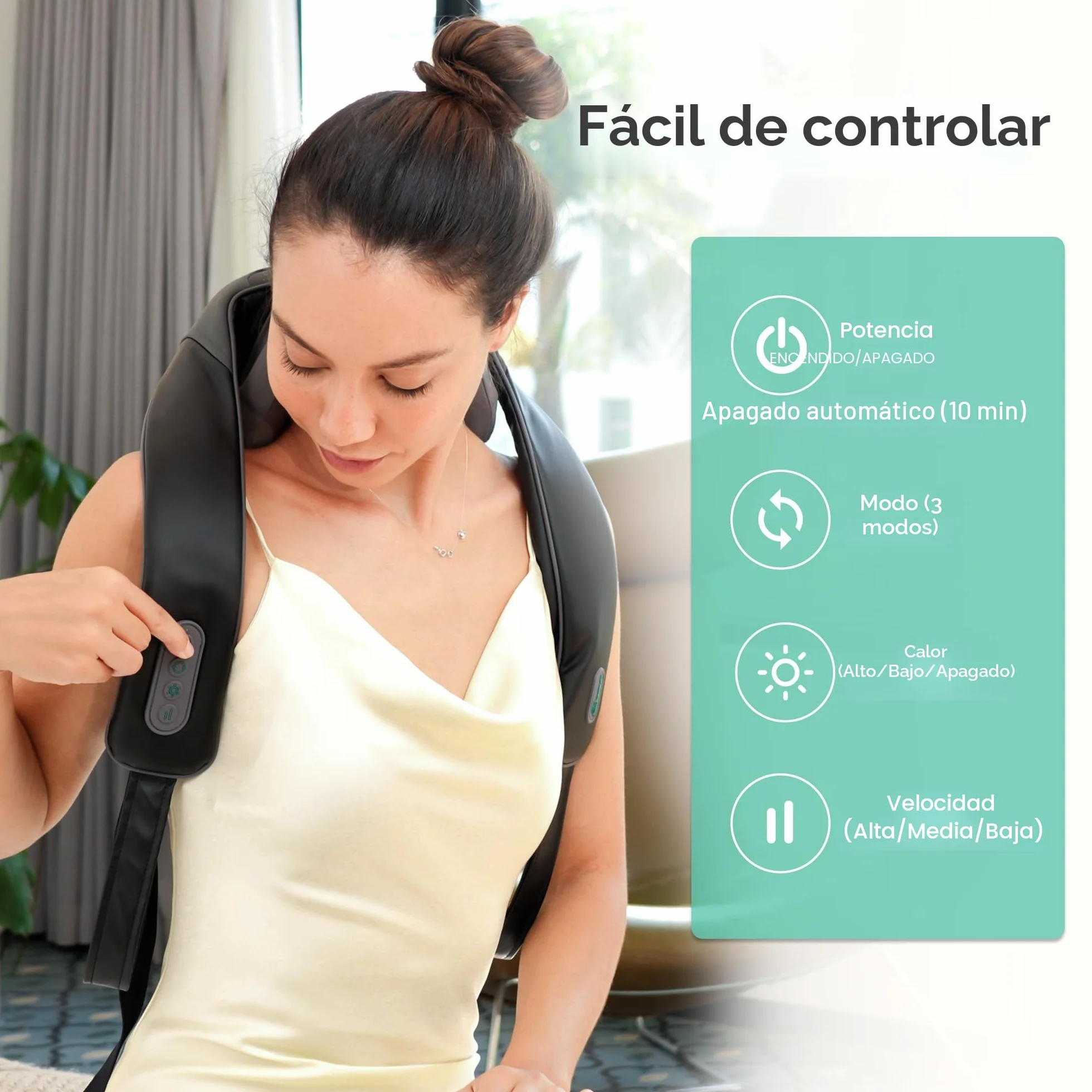 Snailax Masajeador Cervical y Espalda con Calor, 4D Shiatsu Inalámbrico de Cuello