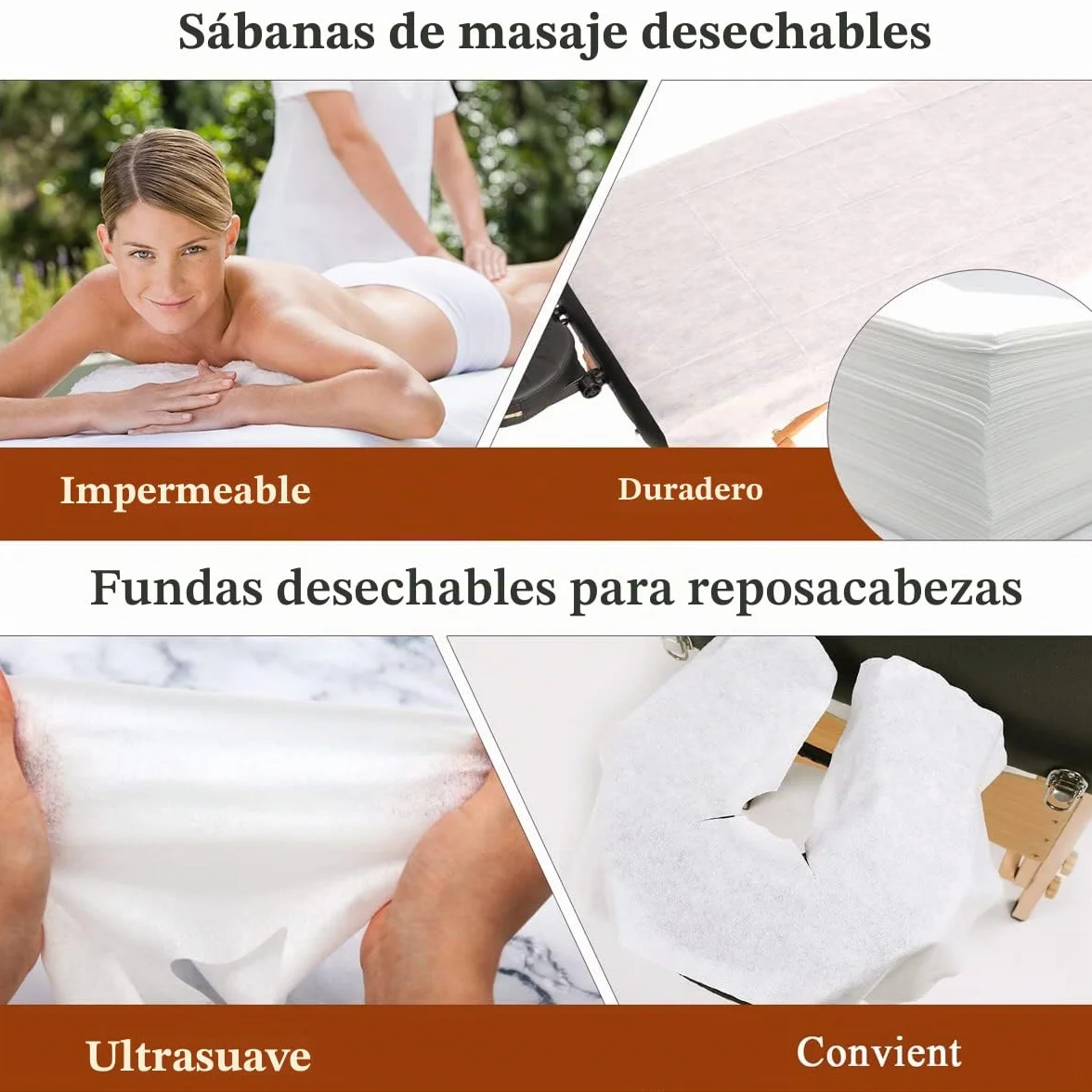 Sabanas Masaje Desechables 100 Piezas Camillas Apoyacabezas