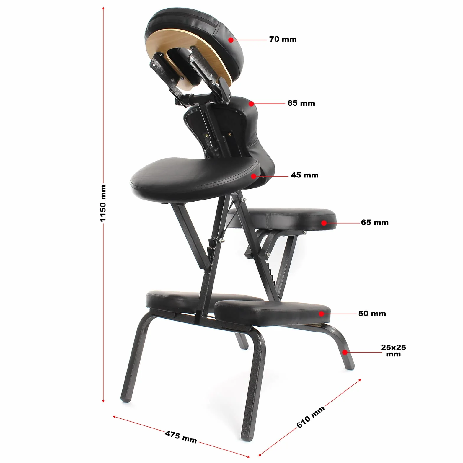 Silla de Masaje Plegable 200kg Reposacabezas Accesorio Fisioterapia