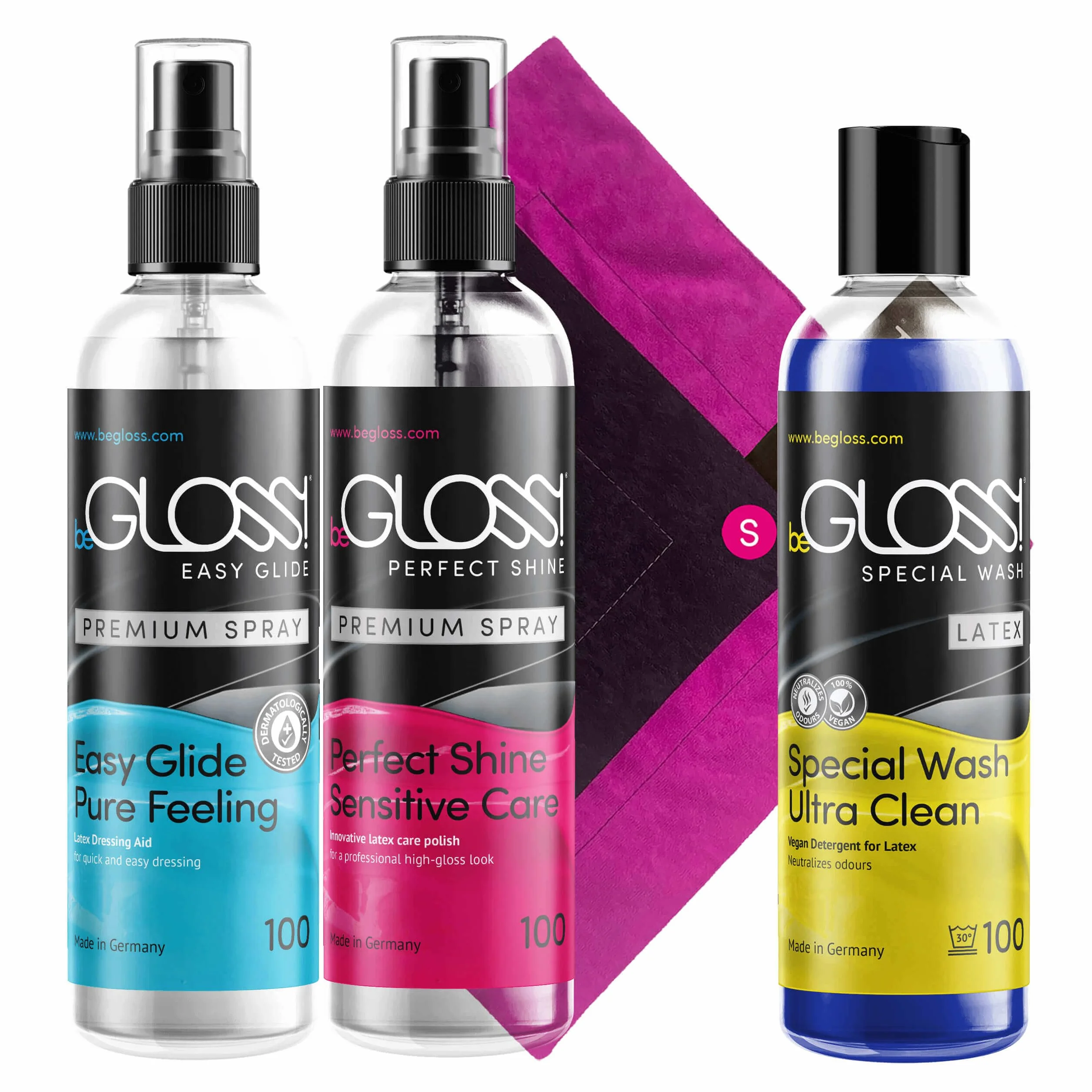 Latexpolitur Perfect Shine Premium Spray - Detergente especial de látex para lavado especial, paño de látex para limpiar