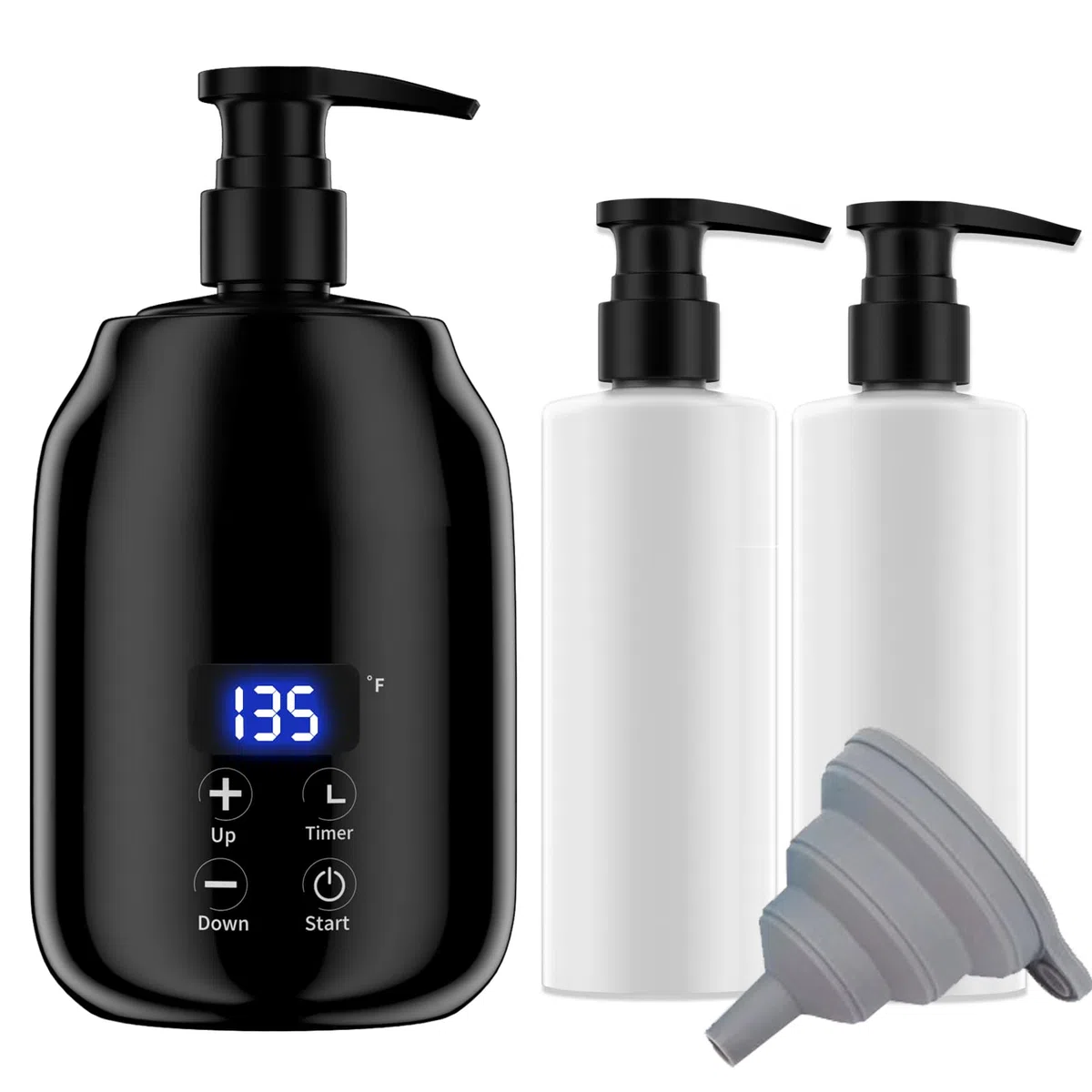Calentador de Aceite de Masaje con Pantalla LED, Control Táctil, Temperatura Ajustable, Portátil, Calentador de Botellas de Aceite Esencial para una Experiencia de Masaje