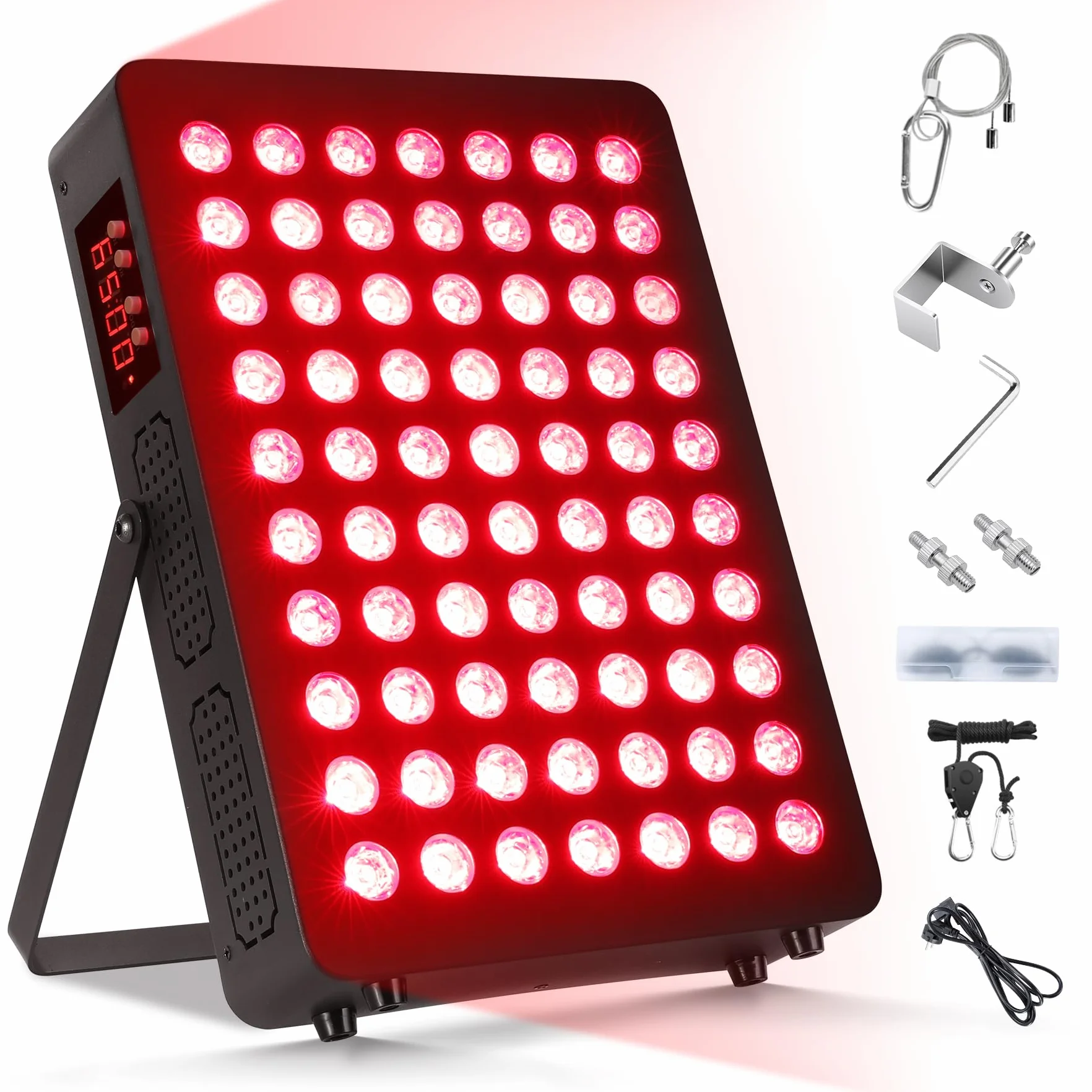Luz Roja, Lámpara Infrarroja 660nm & 850nm, Lampara Luz Roja 120W Doble Chip 70 LEDs, con Temporizador y Soporte Ajustable, Red Light Therapy para Cara Y Cuerpo