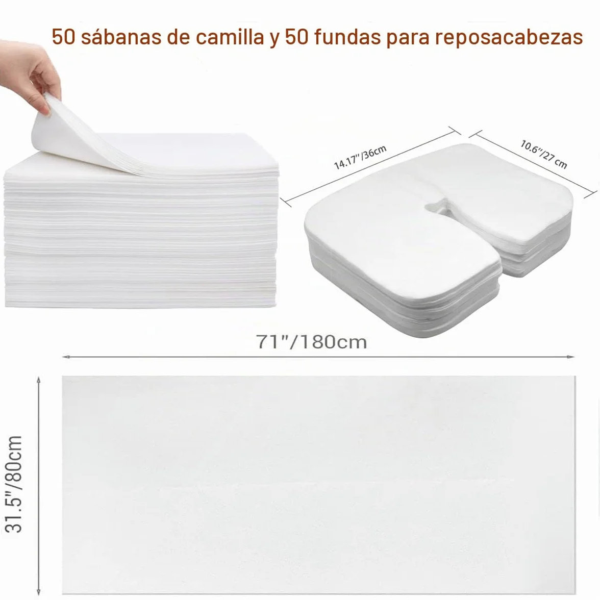 Sabanas Masaje Desechables 100 Piezas Camillas Apoyacabezas