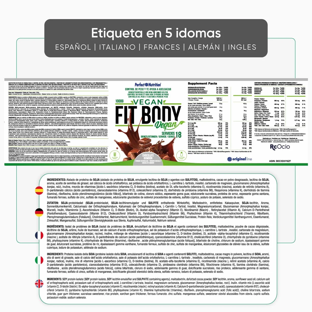 Batido Sustitutivo Vegano Sin Gluten Sin Lactosa Alto en Proteínas Vegetales Bajo en Calorías Sabor Chocolate Fabricado en España