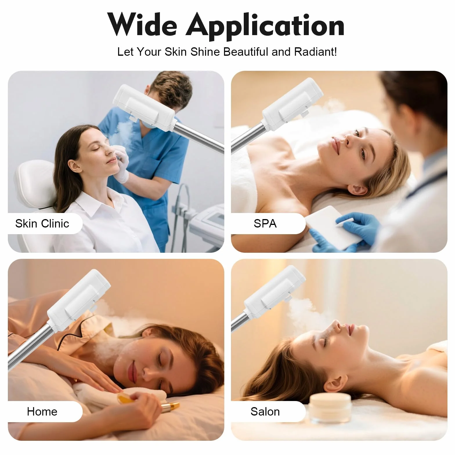 MINRS Vaporizador facial, salón de belleza, sauna facial, vaporizador, vaporizador, cuidado facial, boquilla giratoria 360°, para el hogar, salón o spa