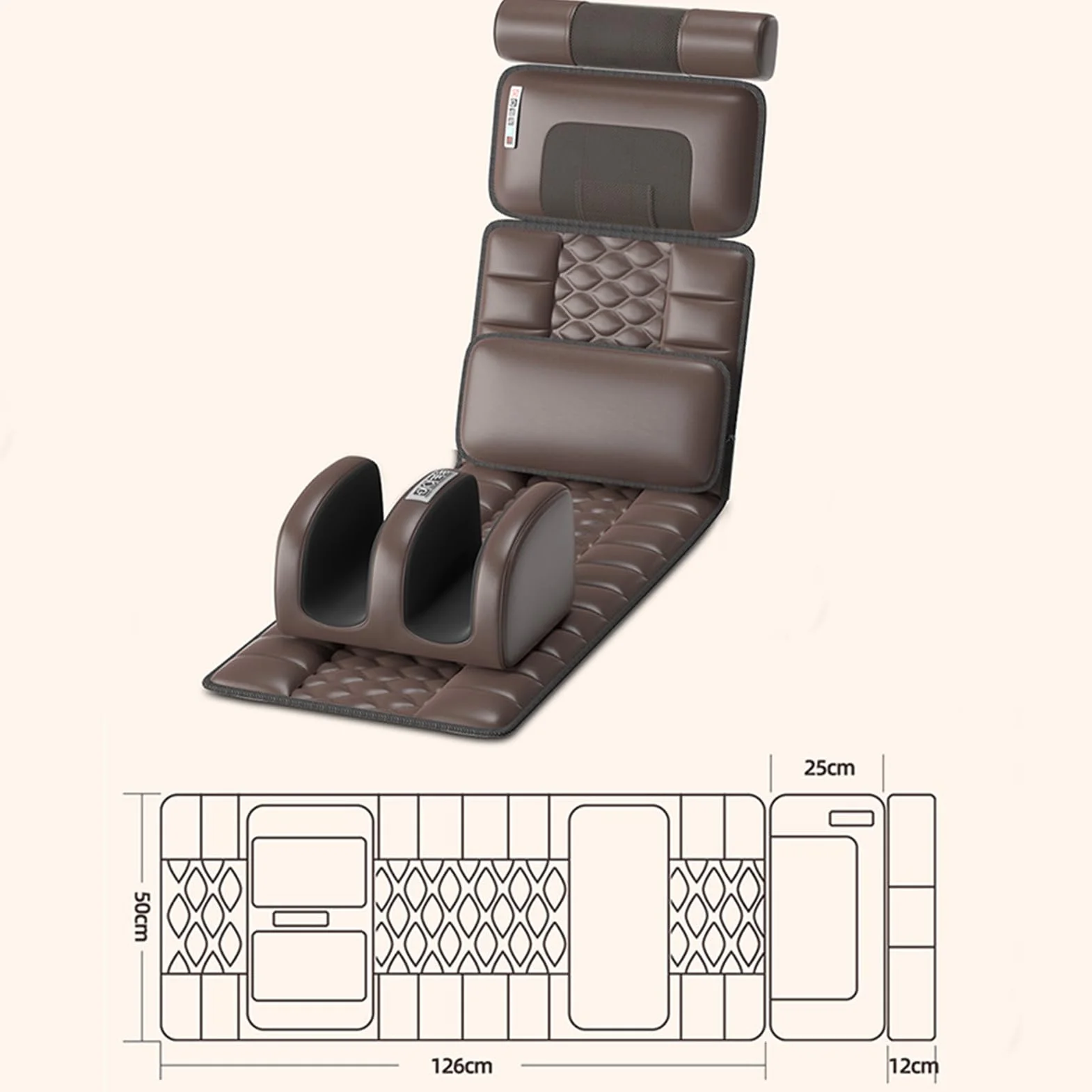 Almohadilla De Masaje Para Todo El Cuerpo, Almohadilla De Masaje De Vibración De 10 Motores, Con Almohada De Masaje Para El Cuello Extraíble Relajación De La Espalda, Cintura, Piernas Y Músculos