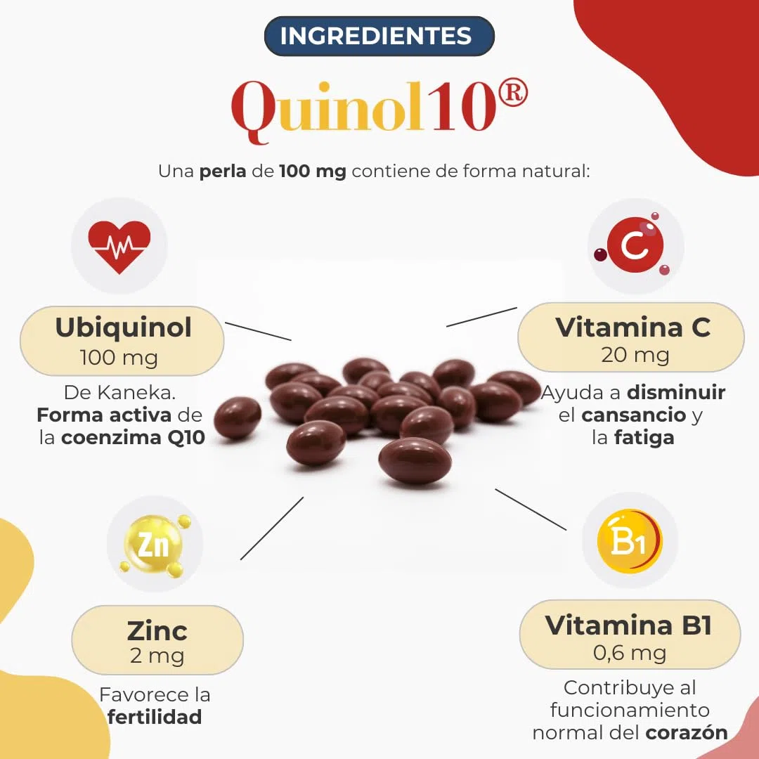 Coenzima Q10 - Ubiquinol Kaneka - 90 perlas de 100 mg - Contribuye al Funcionamiento Normal del Corazón - Vitaminas B1, C y Zinc - Ayuda a Disminuir el Cansancio - Alta Biodisponibilidad - 100%Natural