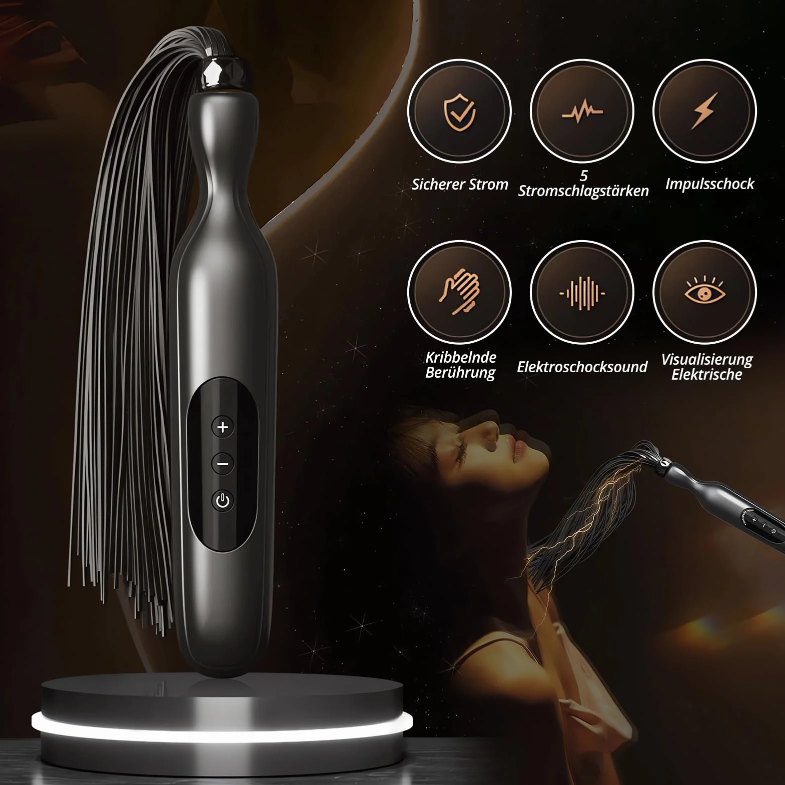 SXOVO Latigo Eléctrico Juguetes Eróticos para Pareja Sexuales - Fusta y Latigo Sexuales con 5 Niveles Intensidad Descarga, Fusta Eróticos para Esclava Azotaina, BDSM Juguetes Sexuales Mujer Hombre