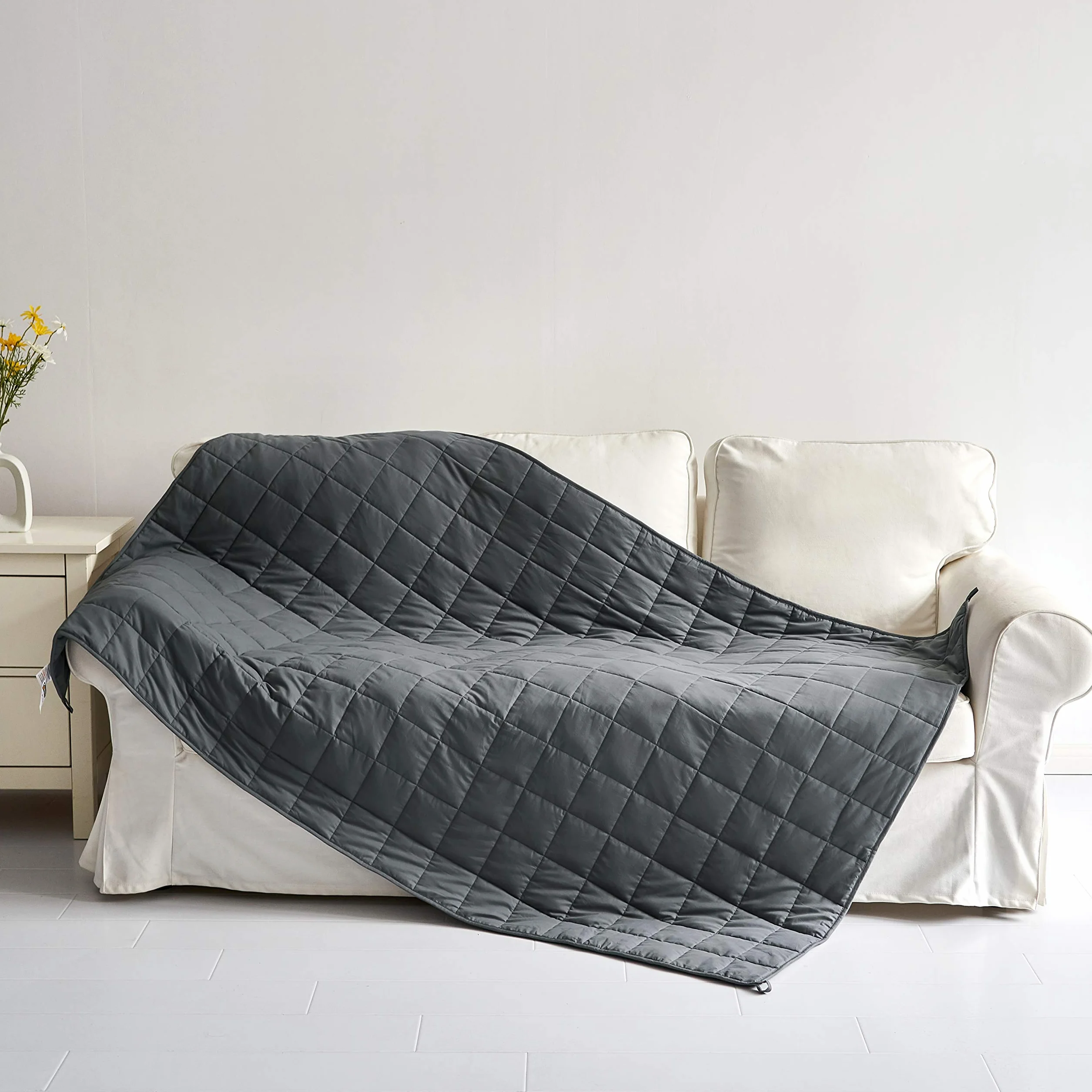 Manta pesada para adultos adolescentes 213 cm x 213 cm 13 kg gris