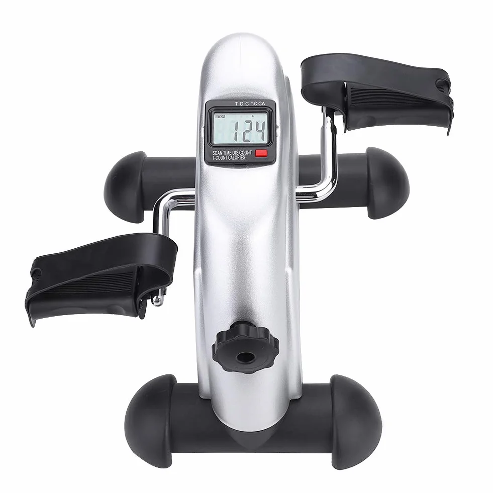 Mini Ejercitador Portátil con Monitor Digital Pedal Estacionario para Manos y Pies Entrenamiento Cardiopulmonar Rehabilitación Fisica