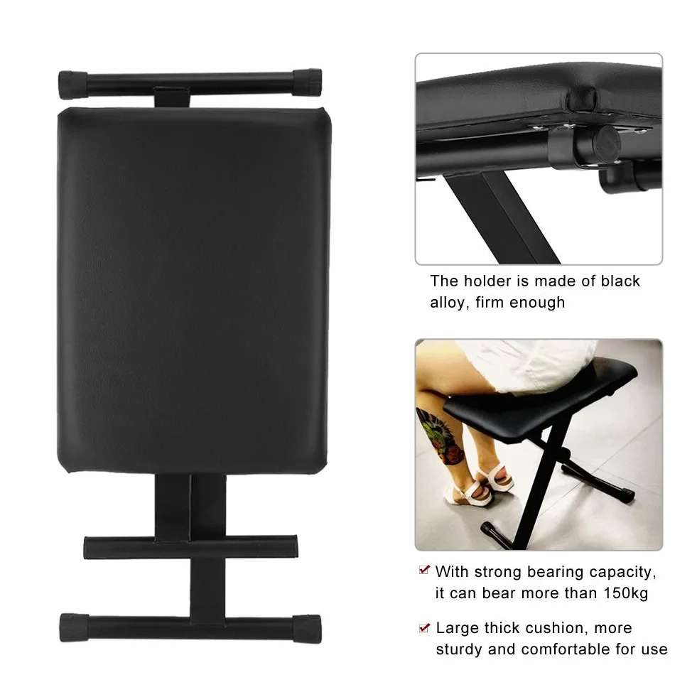 Taburete Plegable Altura Ajustable para Tatuaje 47-52 cm Cojín Grueso