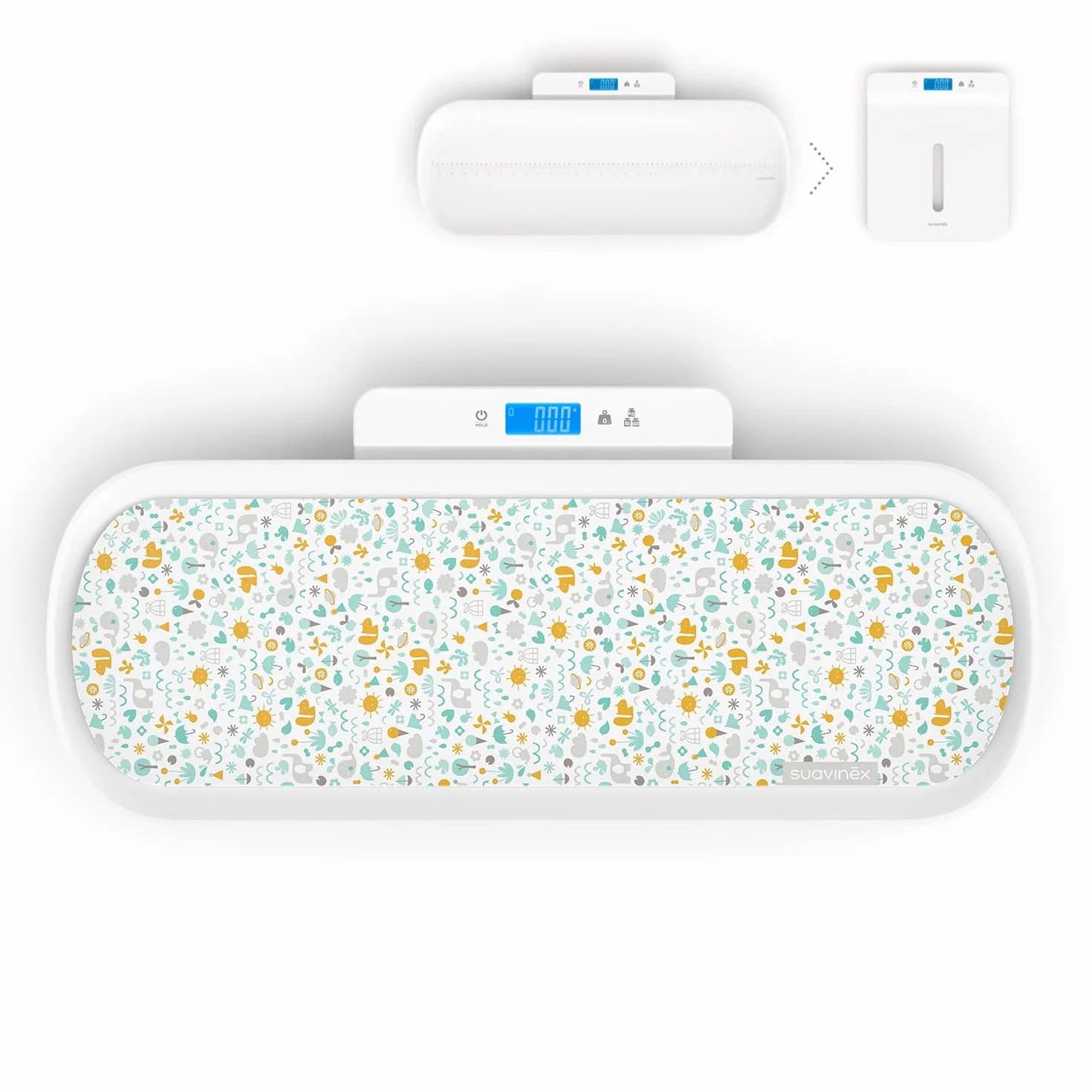 Suavinex Báscula Digital para Bebés y Adultos de Gran Precisión 1-100 kg con Bandeja Desmontable Blanco