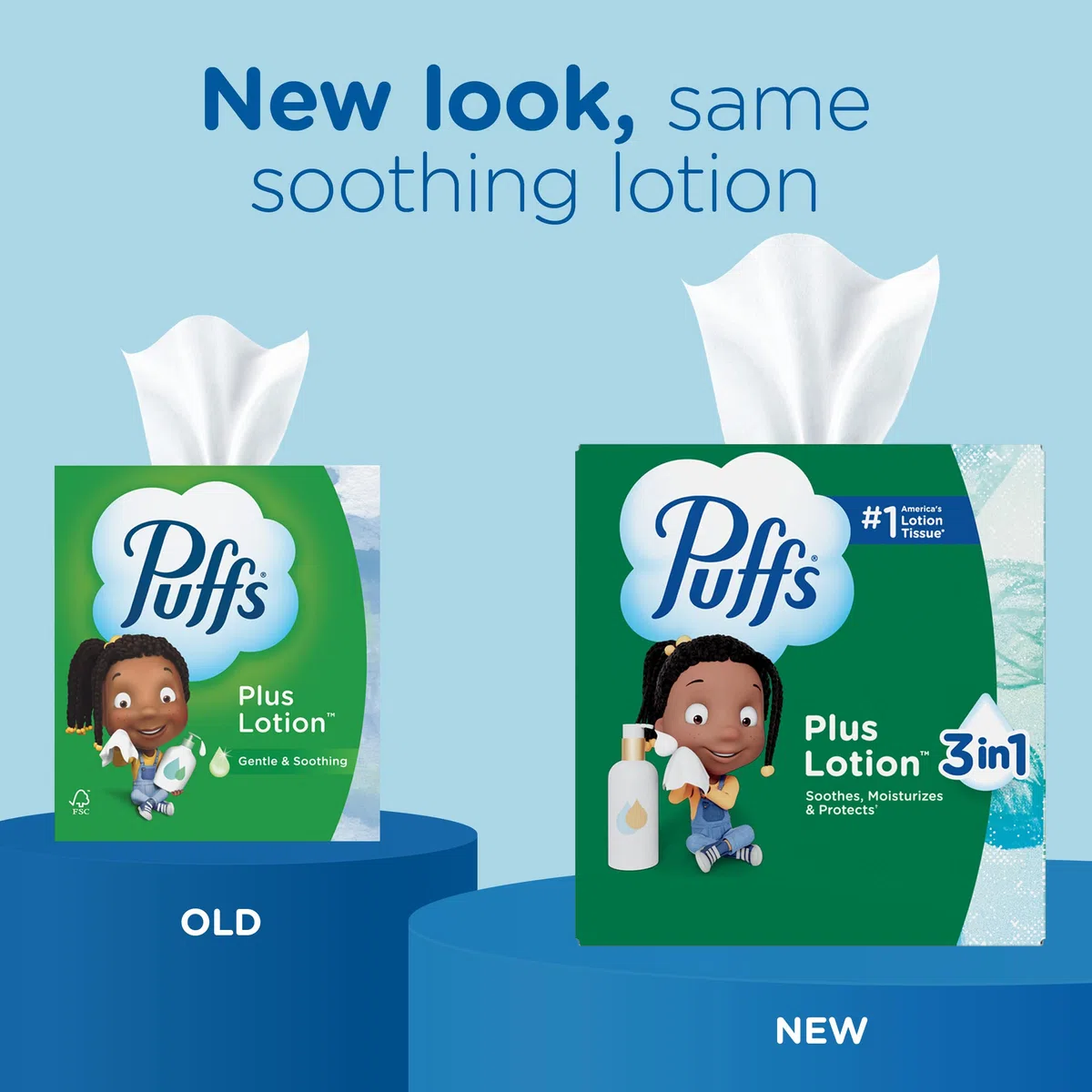 Puffs Plus Lotion Pañuelo facial, 18 cubos, 56 pañuelos por caja