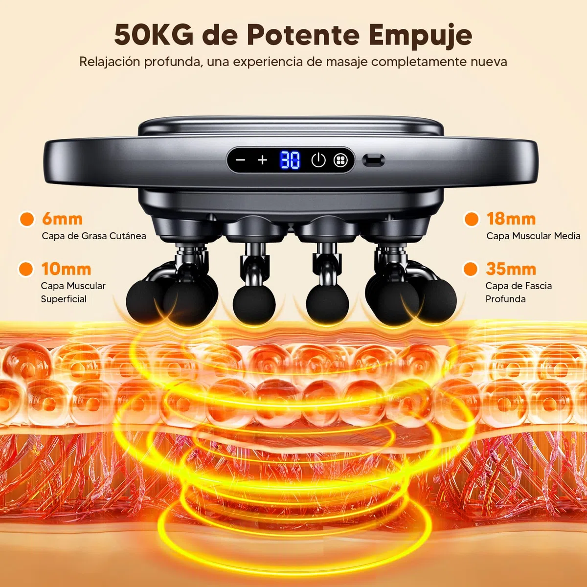 Pistola de Masaje Muscular de 20 Cabezales, 1800 mAh Masajeador Cervical y Espalda con 3 Modos,30 Velocidades, Masajeador Muscular Eléctrico con Luz Roja,Masajeadores de Percusión para Espalda,Cintura