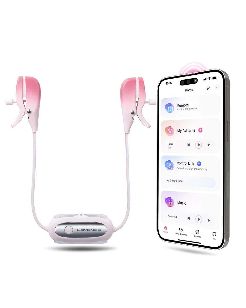LOVENSE Gemini Pinzas Vibratorias Ajustables para Pezones con Bluetooth con Remoto App, Vibrador Mando Distancia, Juguetes Sexuales para Mujeres, Hombre, Pareja