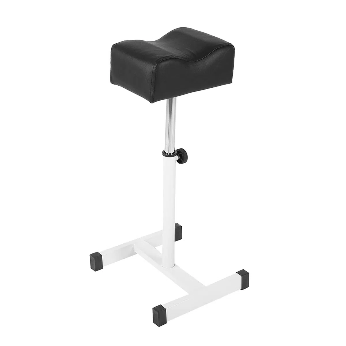 Taburete para Pedicura, Reposapiés Regulable en Altura, Negro, 48-68 cm, para Salón y SPA