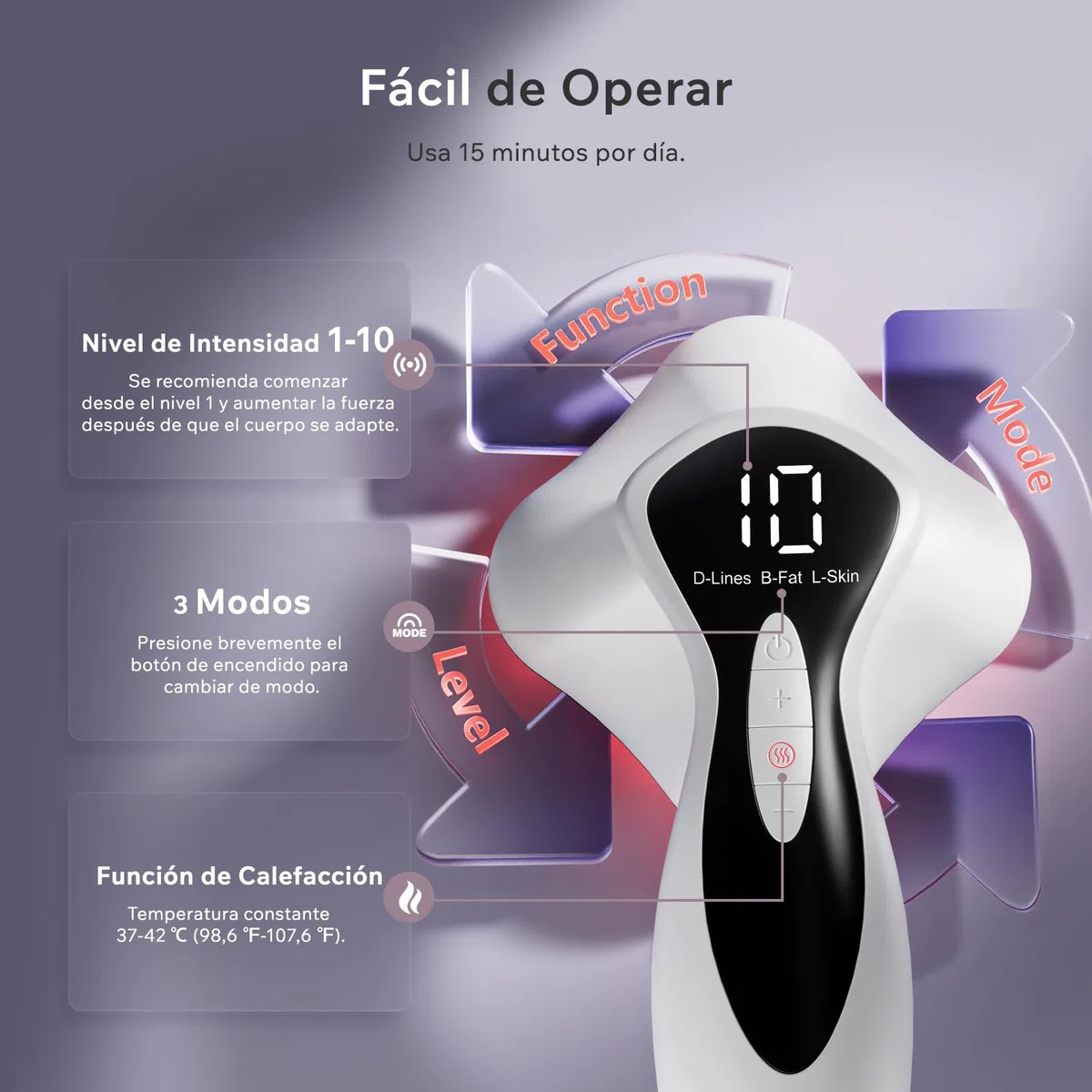 Masajeador Anticelulítico Profesional, 3 en 1 Masajeador Anticelulítico Eléctrico Unisex para Cintura, Vientre, Brazos, Glúteos y Piernas (Blanco)