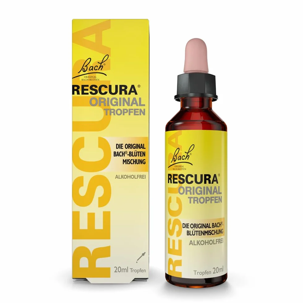Gotas originales BACH RESCURA sin alcohol: (anteriormente Rescue) mezcla de flores de Bach, 20 ml