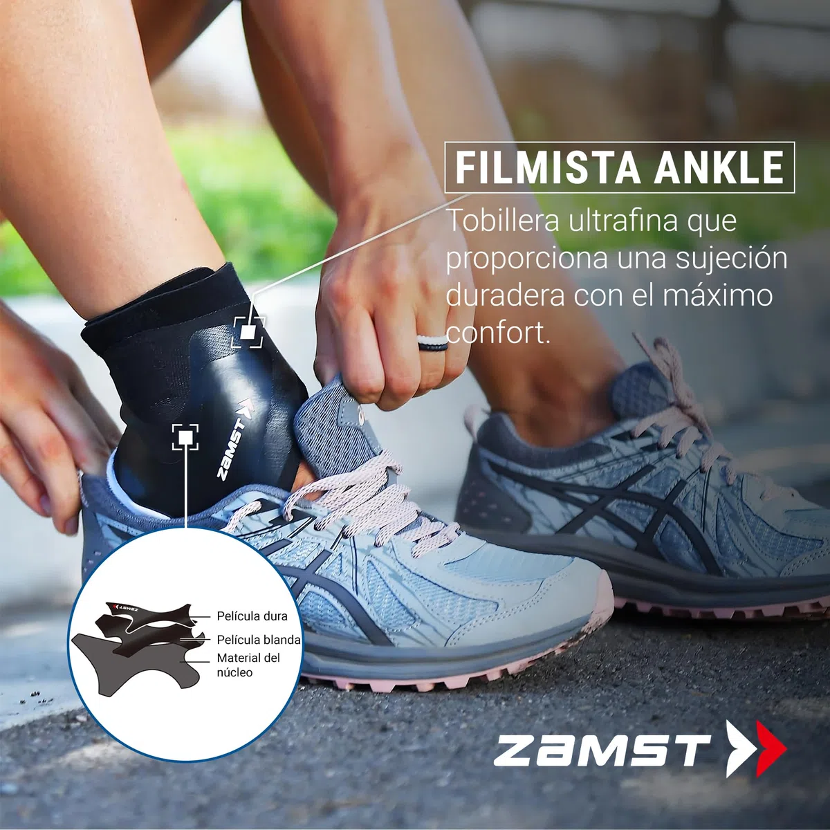 Zamst Filmista Ankle - Tobillera Ultrafina para Deporte, Soporte Estabilizador para el Tobillo para Hombres y Mujeres