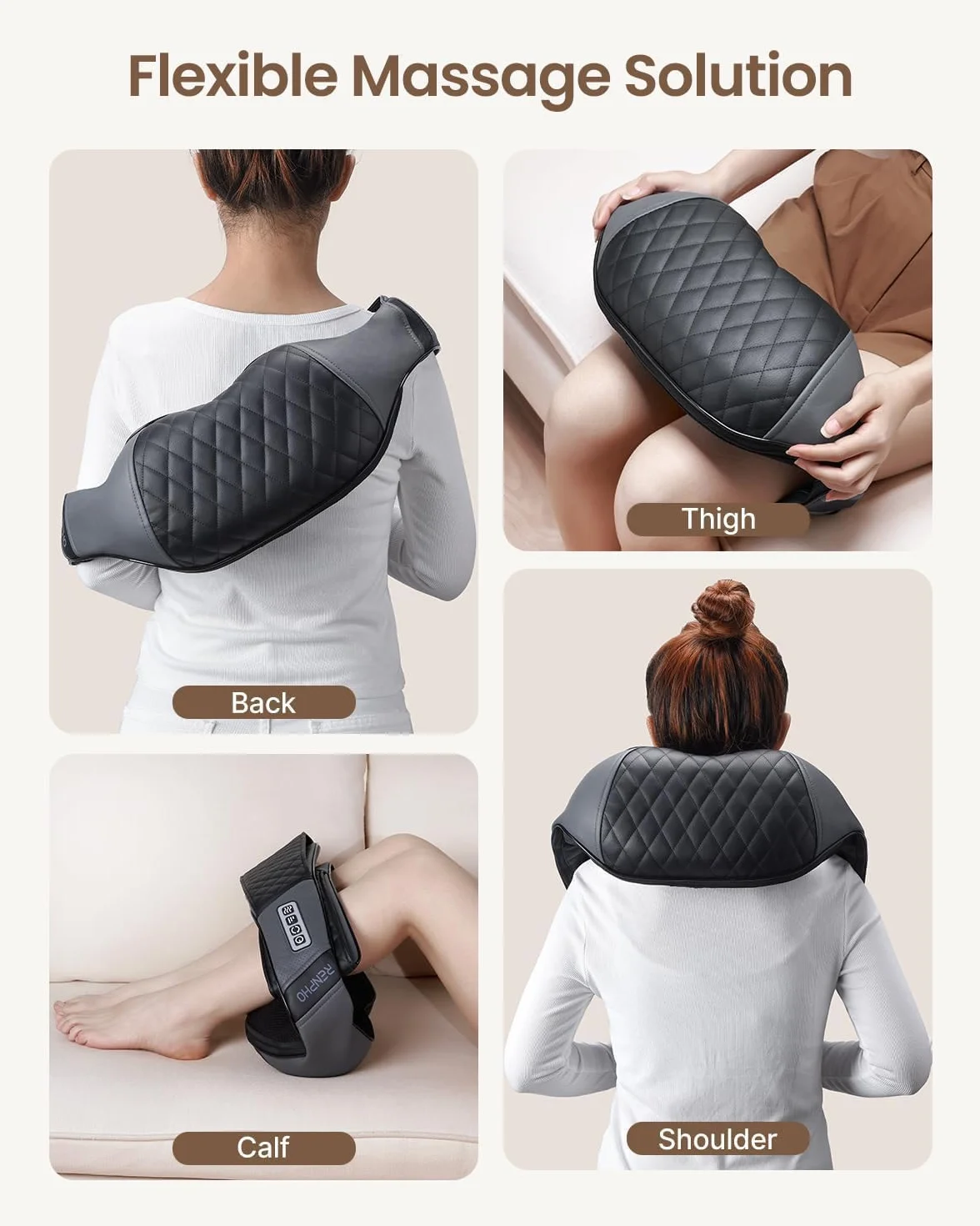 RENPHO Masajeador de Cuello y Hombros con Calor, Shiatsu 3D Rotación, Masaje Eléctrico de Tejido Profundo