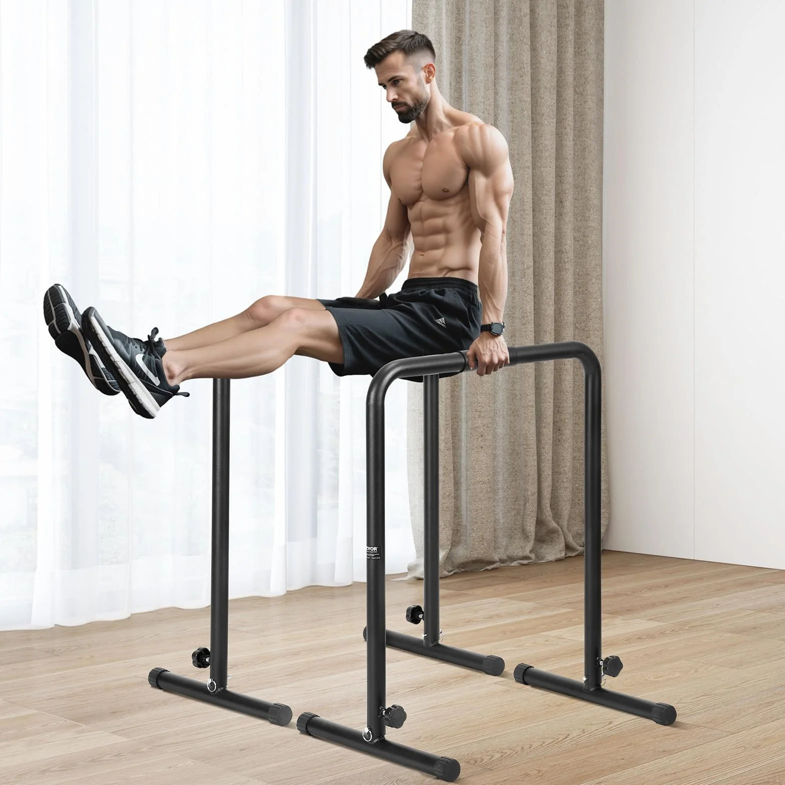 VEVOR Barra de Inmersión Carga 200kg Barras Paralelas Altura Ajustable 1022mm Acero