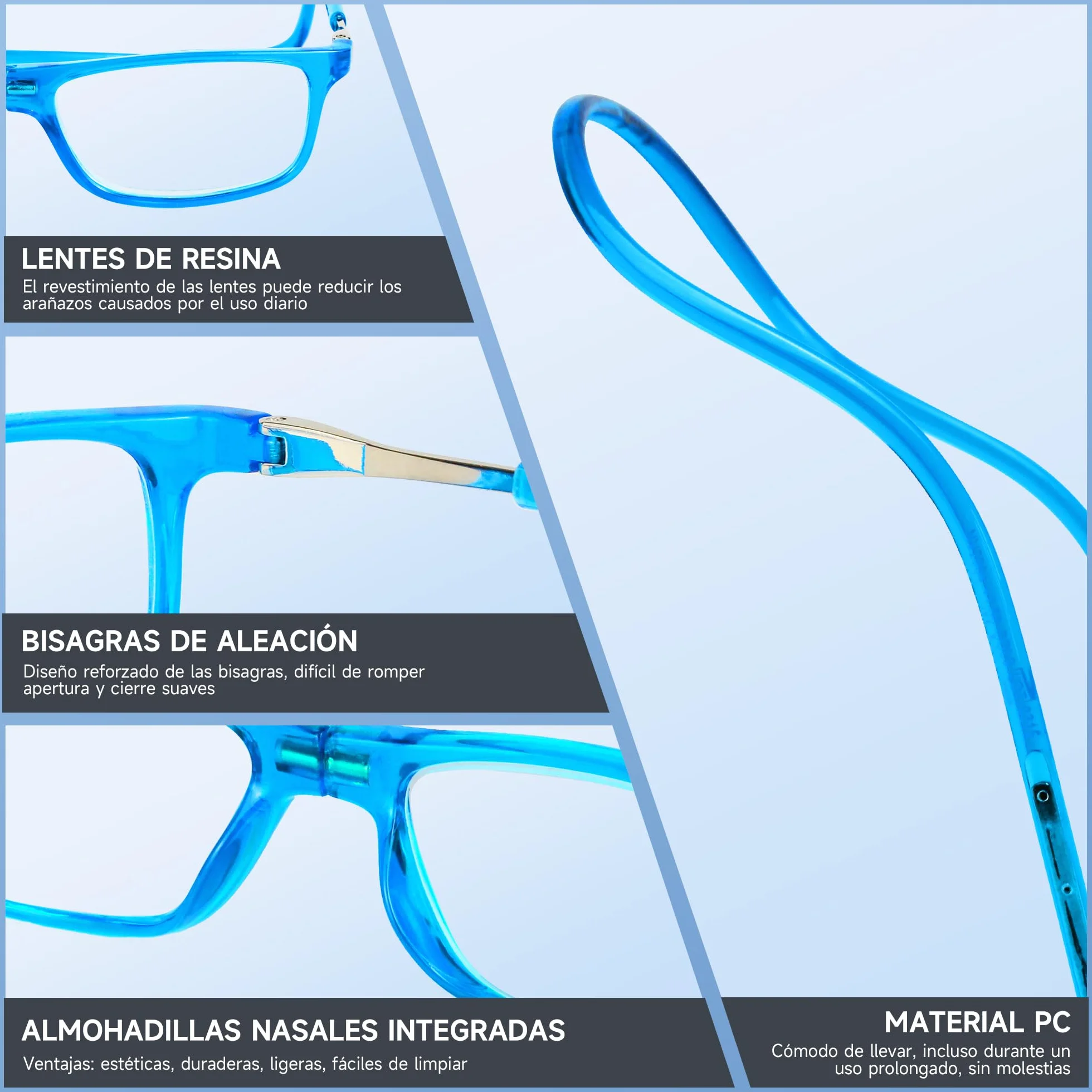 NEW VISION Gafas Presbicia Hombre 5 Pack, Cierre Imán, Longitud Ajustable, NV2904