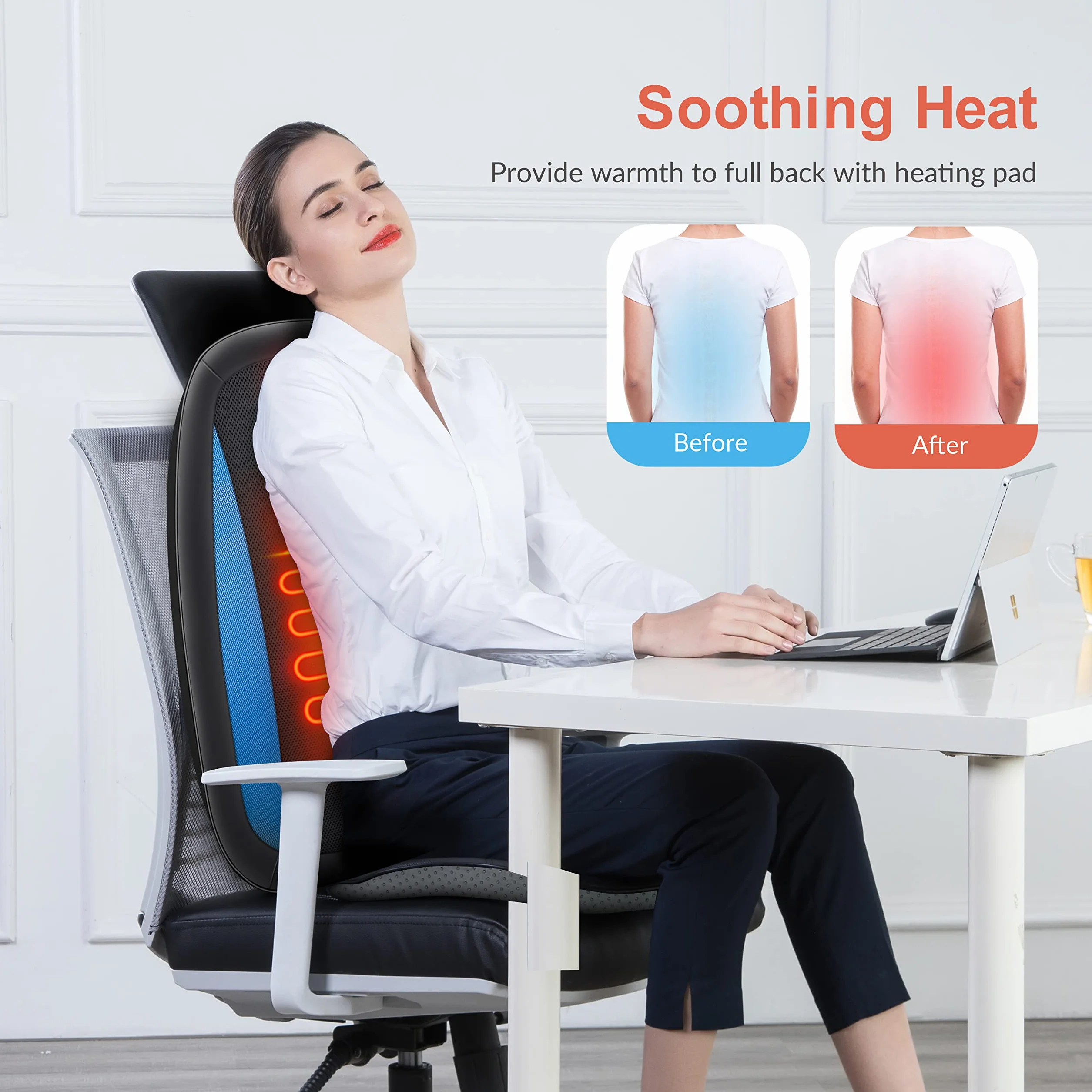 COMFIER cojín de masaje con calor para asiento y espalda