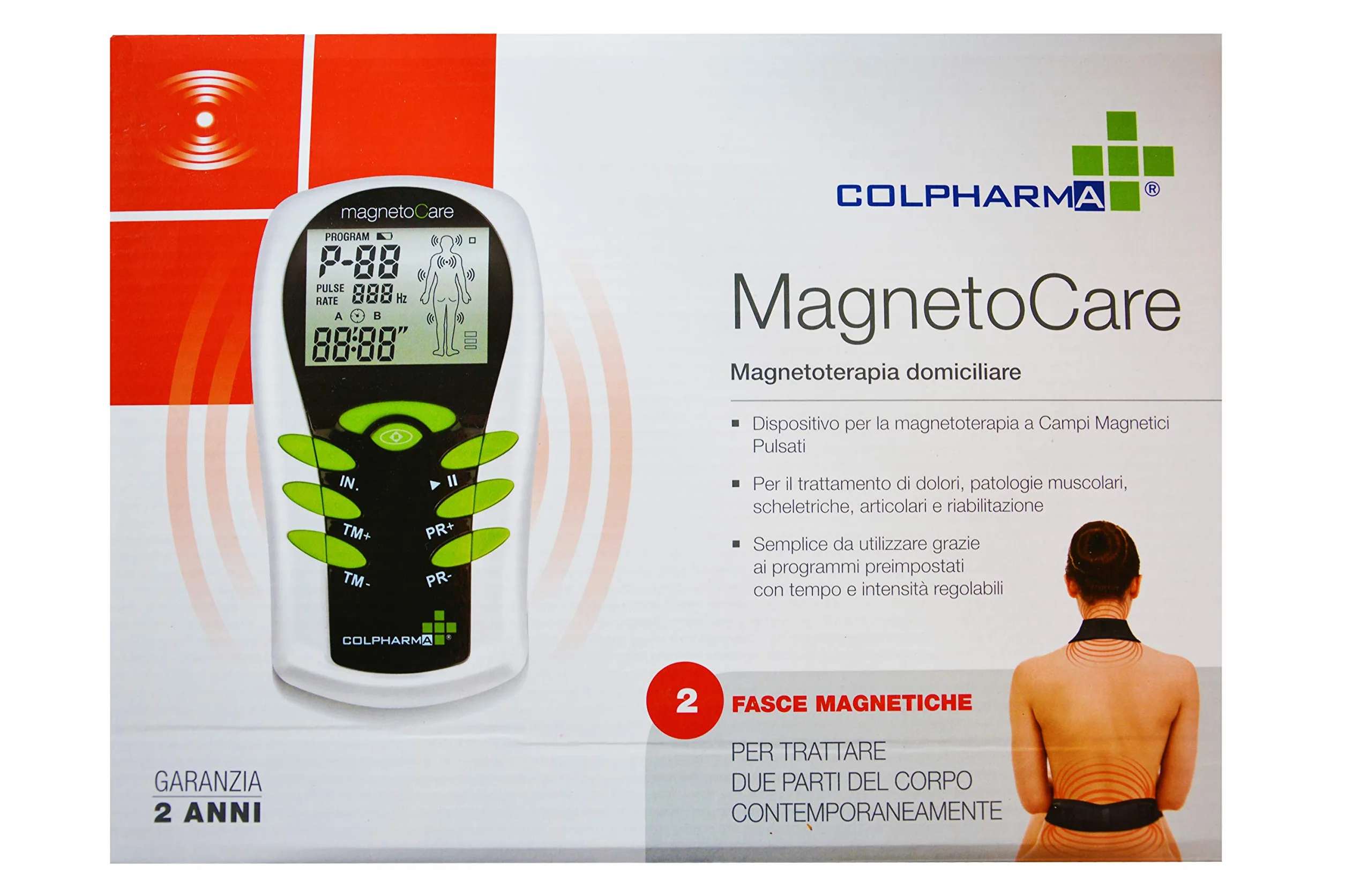 COLPHARMA - Dispositivo de magnetoterapia MAGNETOCARE, alta intensidad, alta y baja frecuencia, 2 canales, 20 programas de intensidad regulable