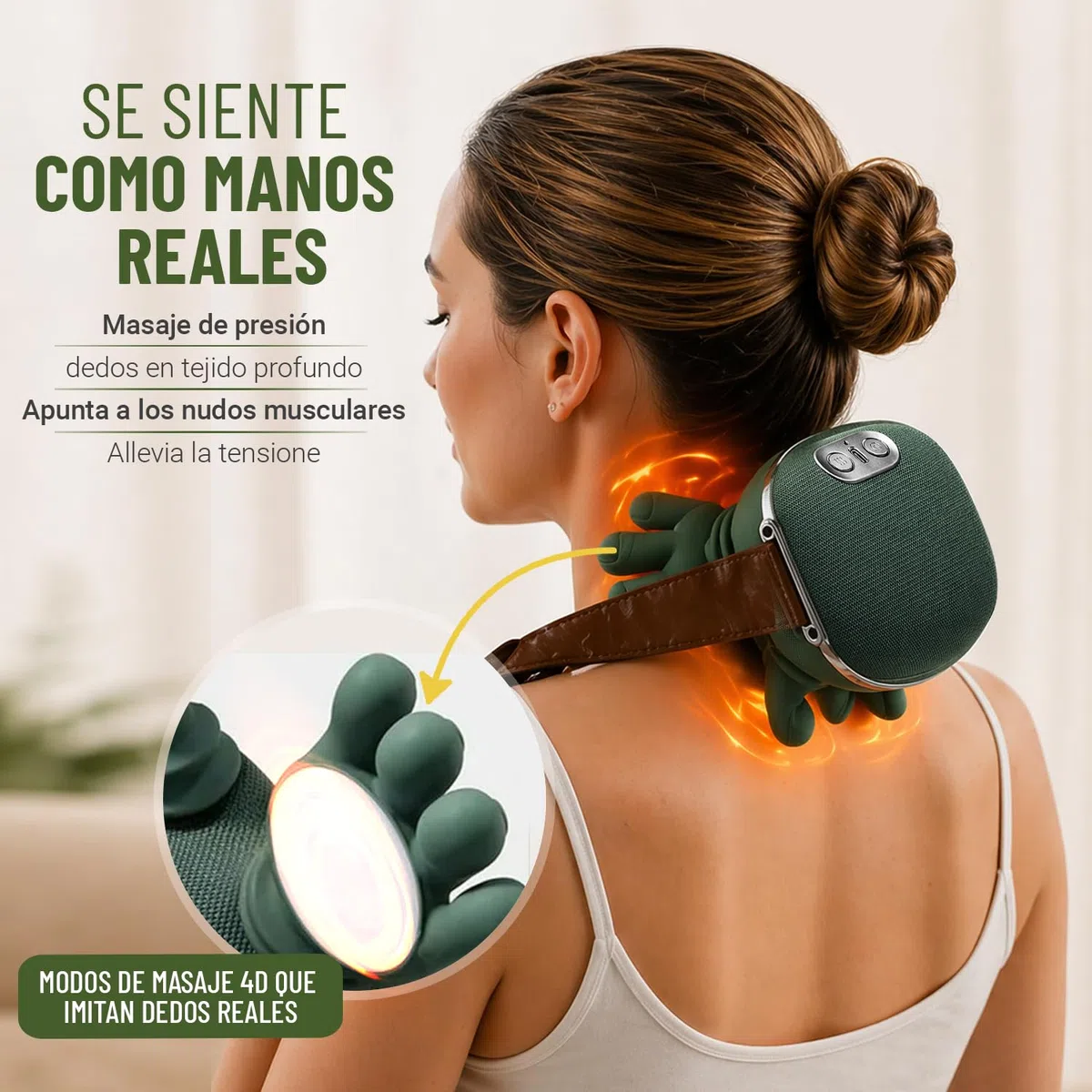 BeFit24 Masajeador Cervical 4D con Calor, Inalámbrico, Masajeador de Cuello, Hombros y Espalda, Alivio Rápido del Dolor y Contracturas, Relajación Profunda en Casa y Oficina, Ideal como Regalo