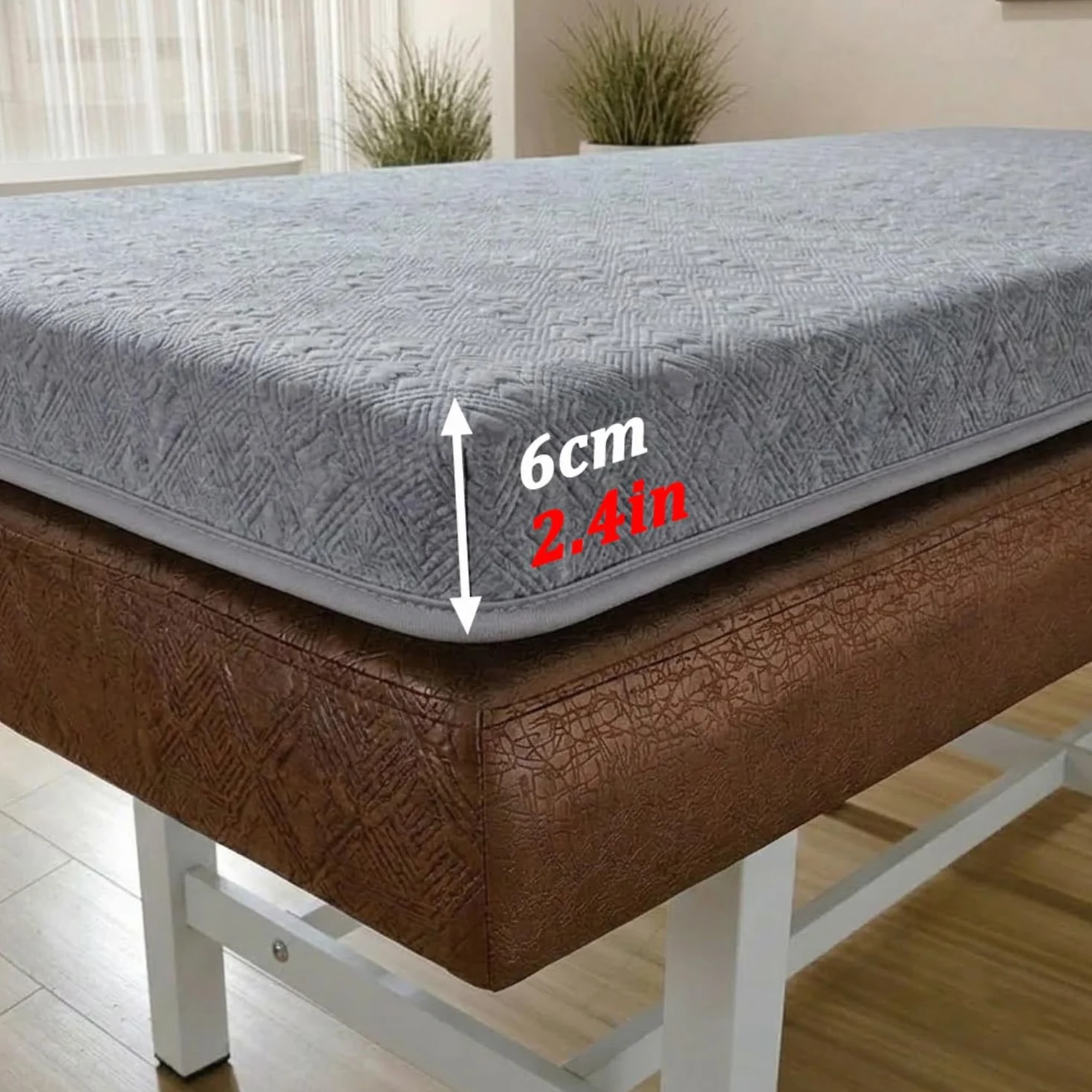 Topper Viscoelástico para Camilla de Masaje Profesional con Agujero Facial Antideslizante 190x70x6cm Blanco