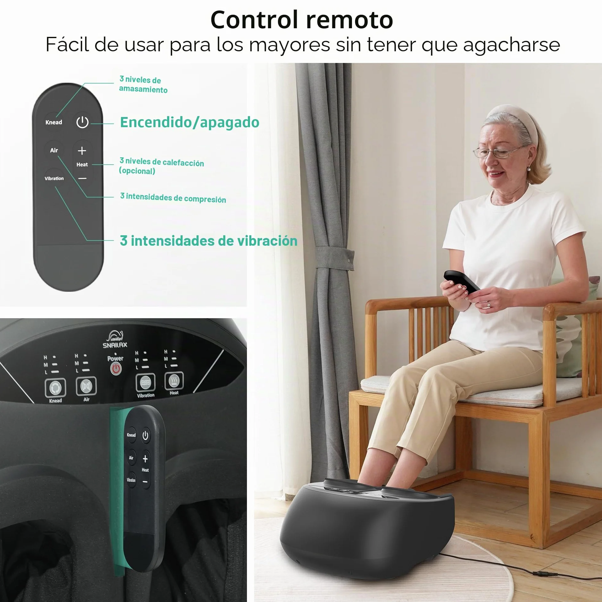 Snailax Masajeador de pies Shiatsu con calor y compresión, eléctrico con mando a distancia