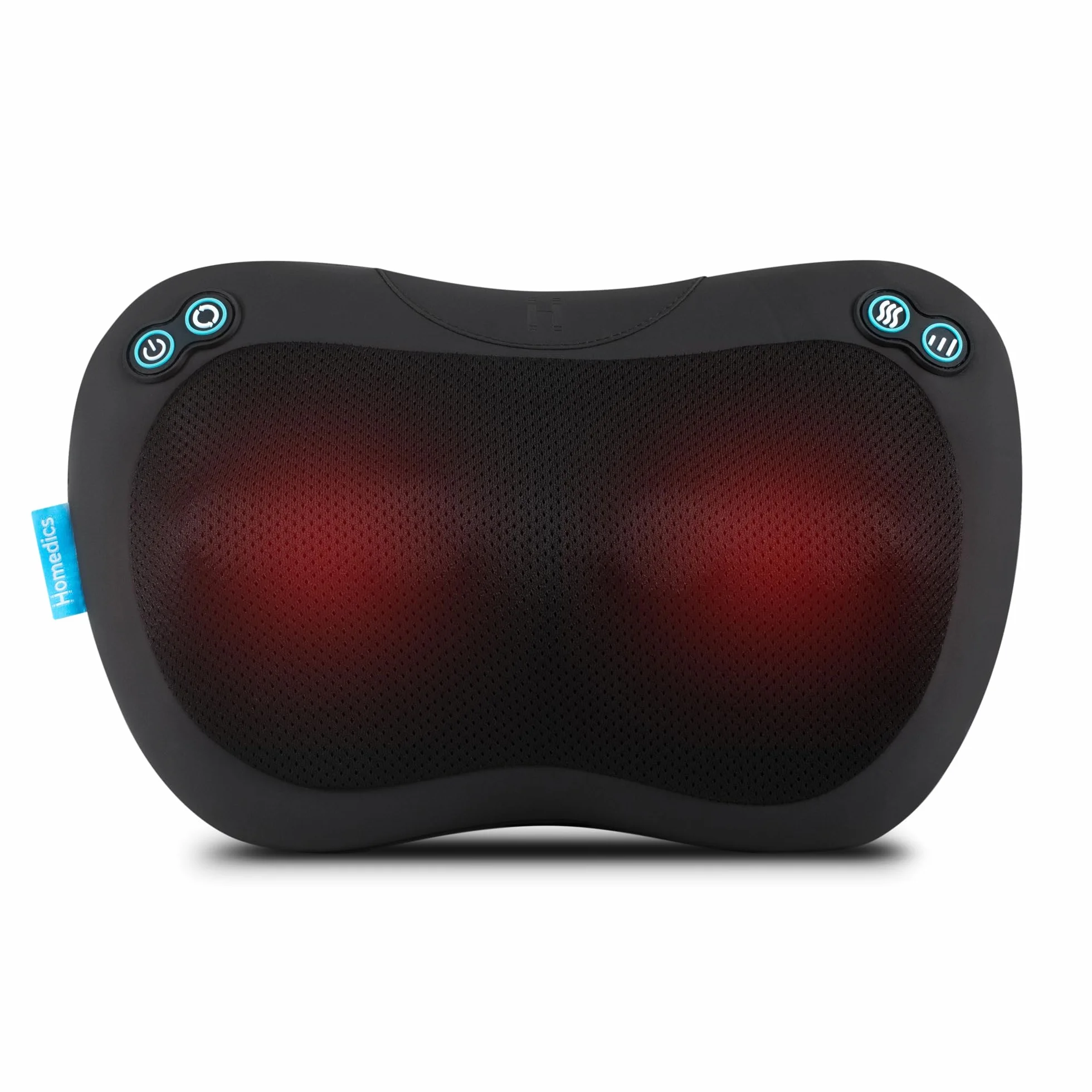 HoMedics Cojín de Masaje Shiatsu con Calor – Masajeador de Tejido Profundo para Espalda, Cuello y Hombros, 4 Nodos Rotatorios