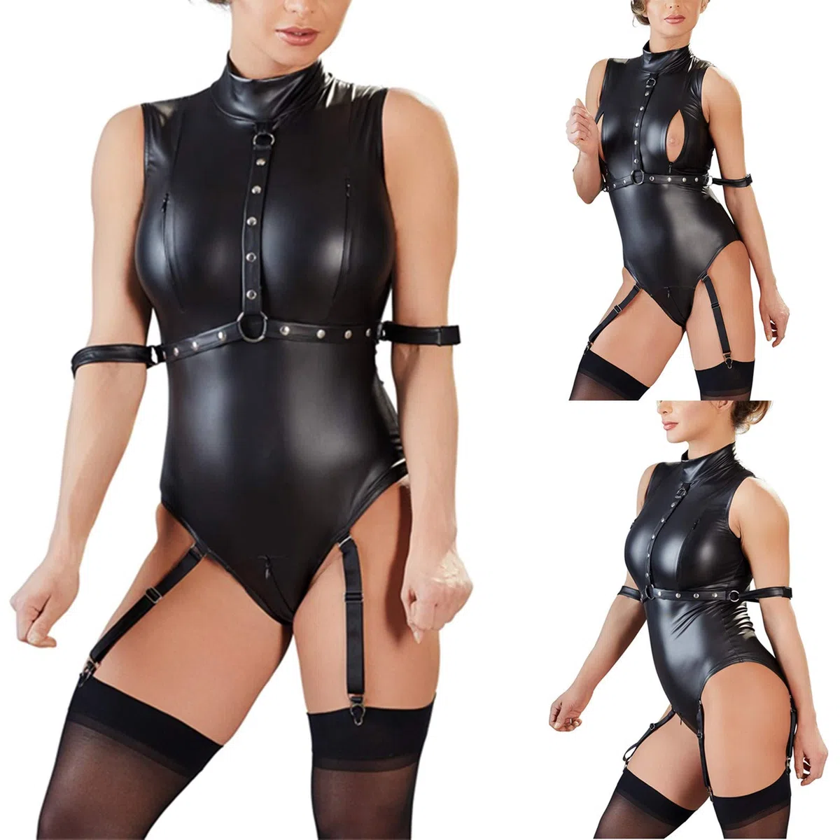 Lencería de látex para sexo vestido de cuero ahuecado body sexy fiesta látex corto mini vestido apretado lencería mono pu charol mojado vestido de corsé ropa interior Slim Fit pijama cosplay