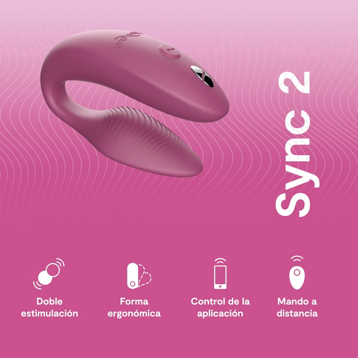 We-Vibe Sync 2 Vibrador para parejas con control por mando - Juguete sexual vibrante - Estimulación del punto G y del clítoris - Control por app y por mando - Para juegos sexuales de adultos - Rosa