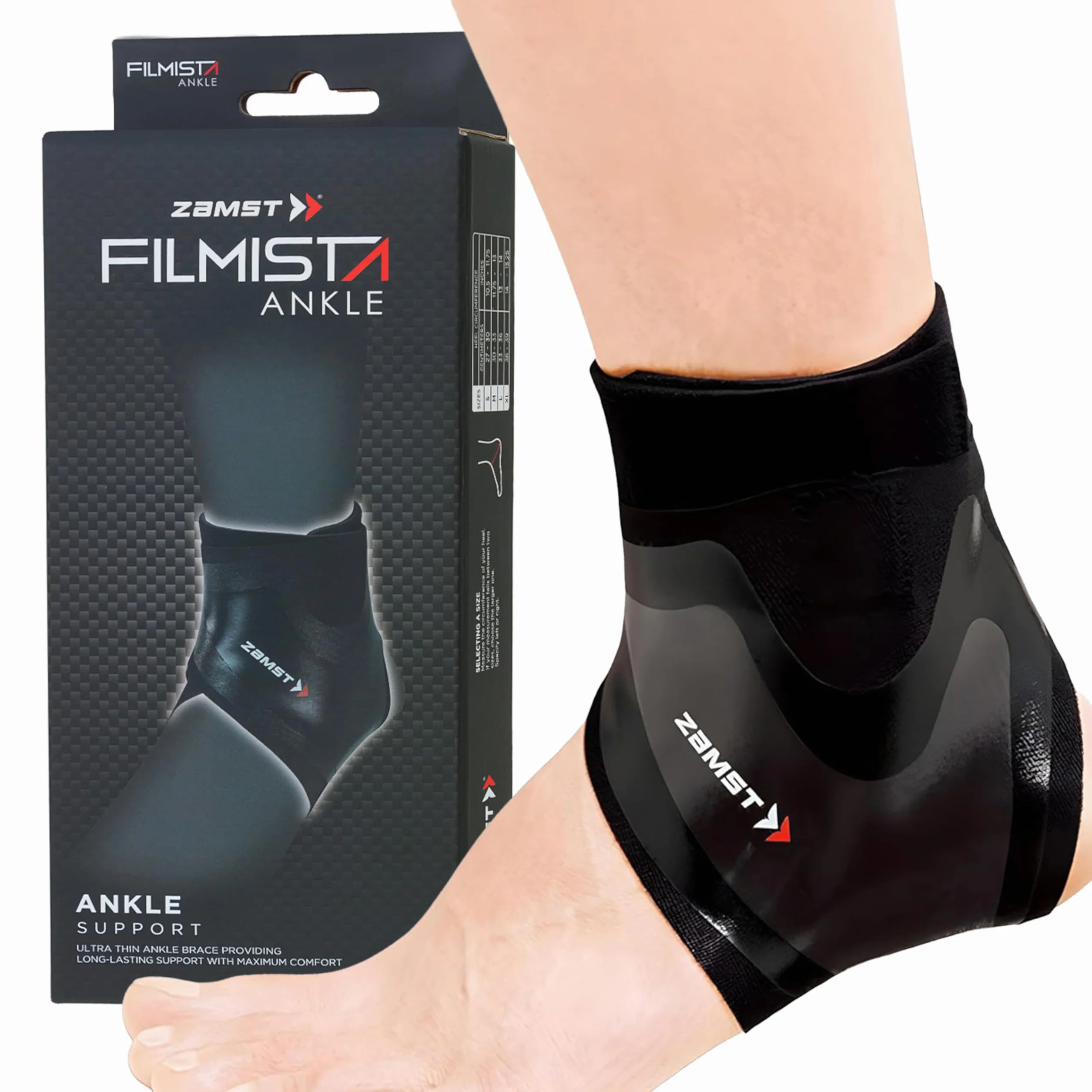 Zamst Filmista Ankle - Tobillera Ultrafina para Deporte, Soporte Estabilizador para el Tobillo para Hombres y Mujeres