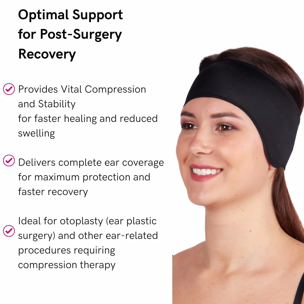 LIPOELASTIC Vendaje de oreja unisex para postoperatorio, prenda de compresión para la oreja, diadema de otoplastia como vendaje de oreja, banda de oreja de cierre automático, cómoda banda