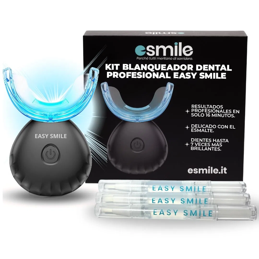 esmile Kit Blanqueador Dental LED 16X | 3 Geles PAP Sin Peróxido | Blanqueamiento Dental Profesional en Casa | Elimina Manchas | Apto Dientes Sensible